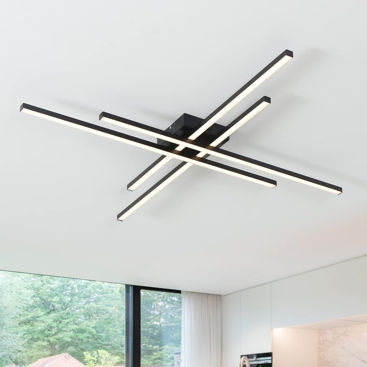 インダストリアルミニマリストアイアンリビングルームセミフラッシュLEDシーリングライト