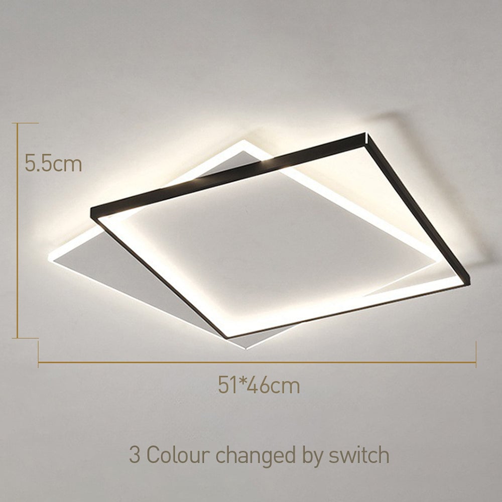 リビングルームに最適な、現代的なゴールドとブラックのLEDシーリングライト