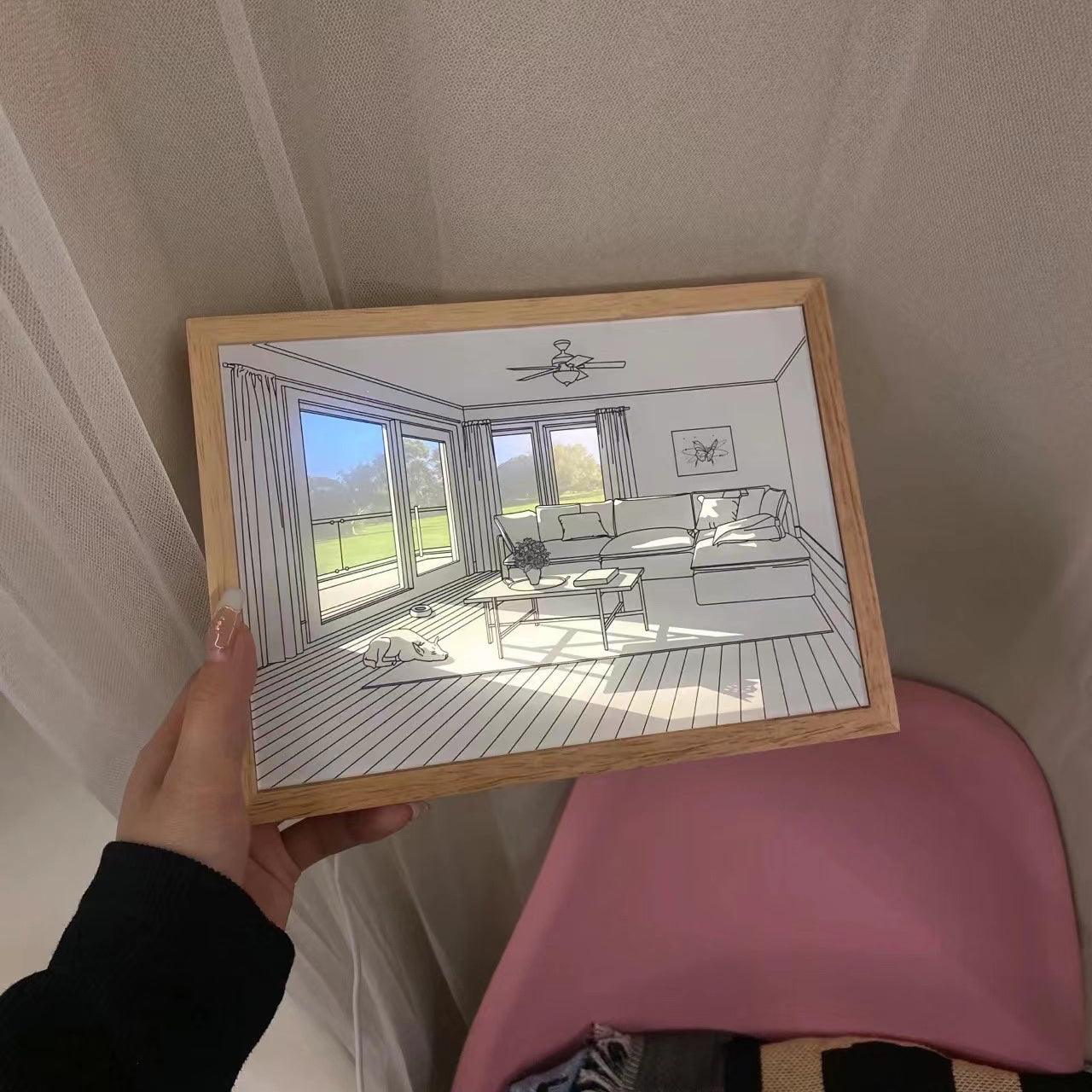 日光浴する犬の壁画アートランプ