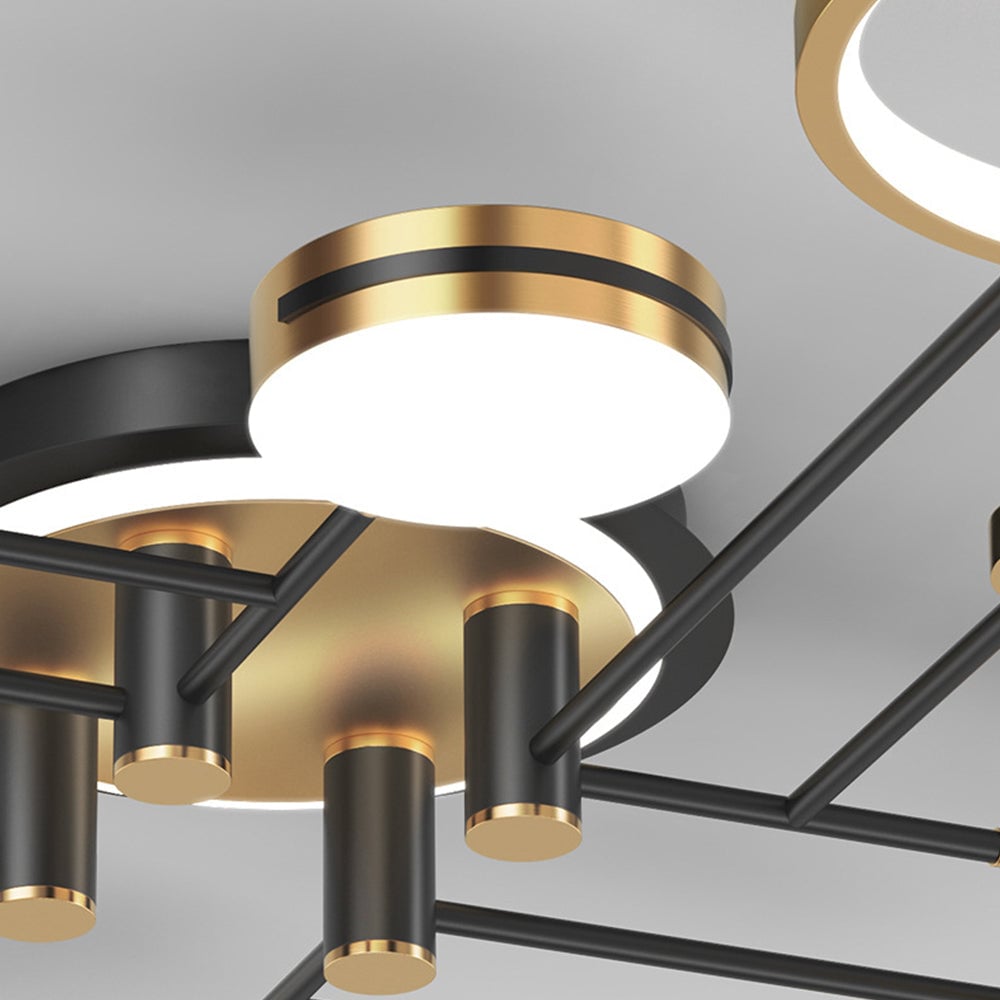 サークルズクリエイティブLEDゴールドリビングルームシーリングライト