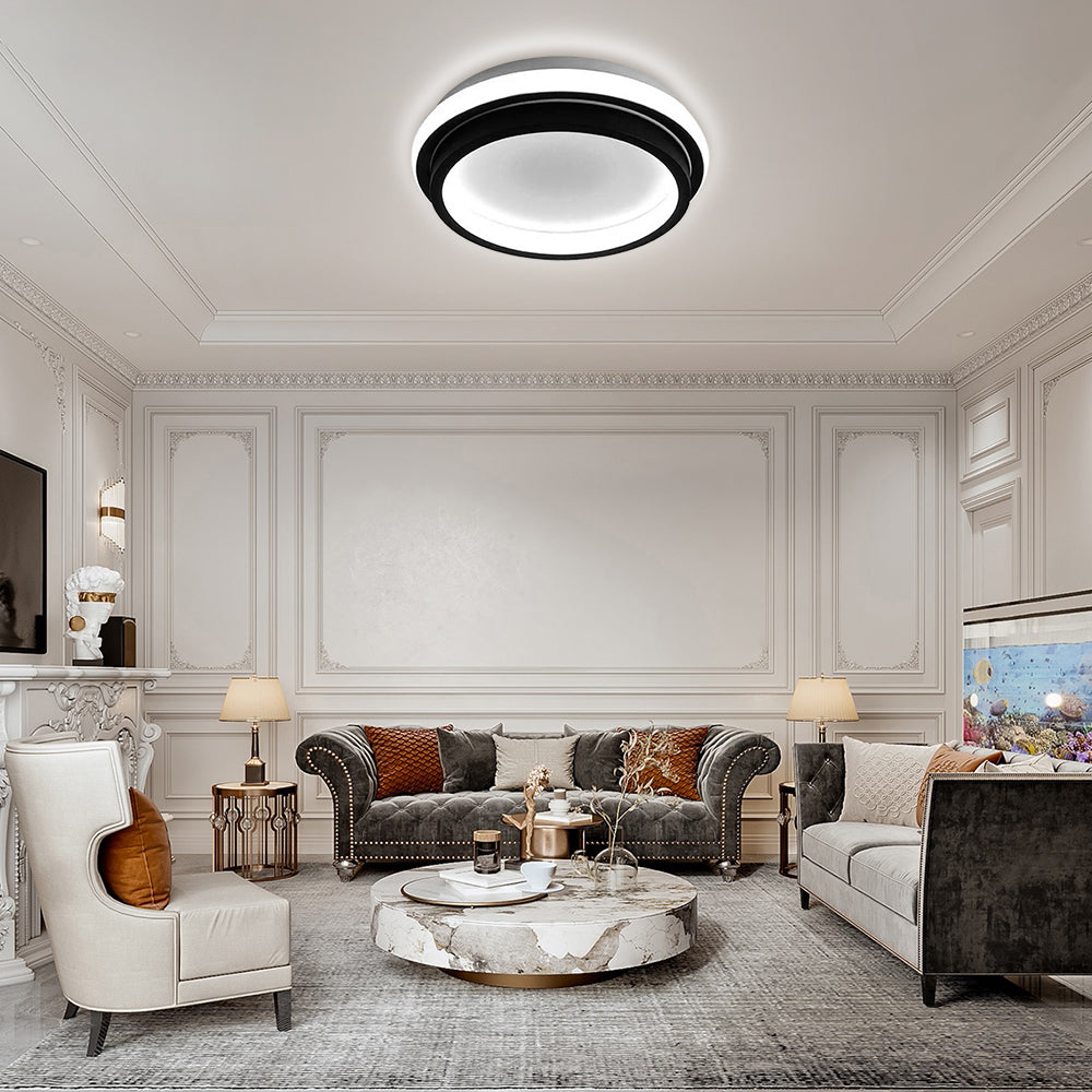 寝室に最適なスタイリッシュなデザインのブラックフラッシュマウントシーリングライト