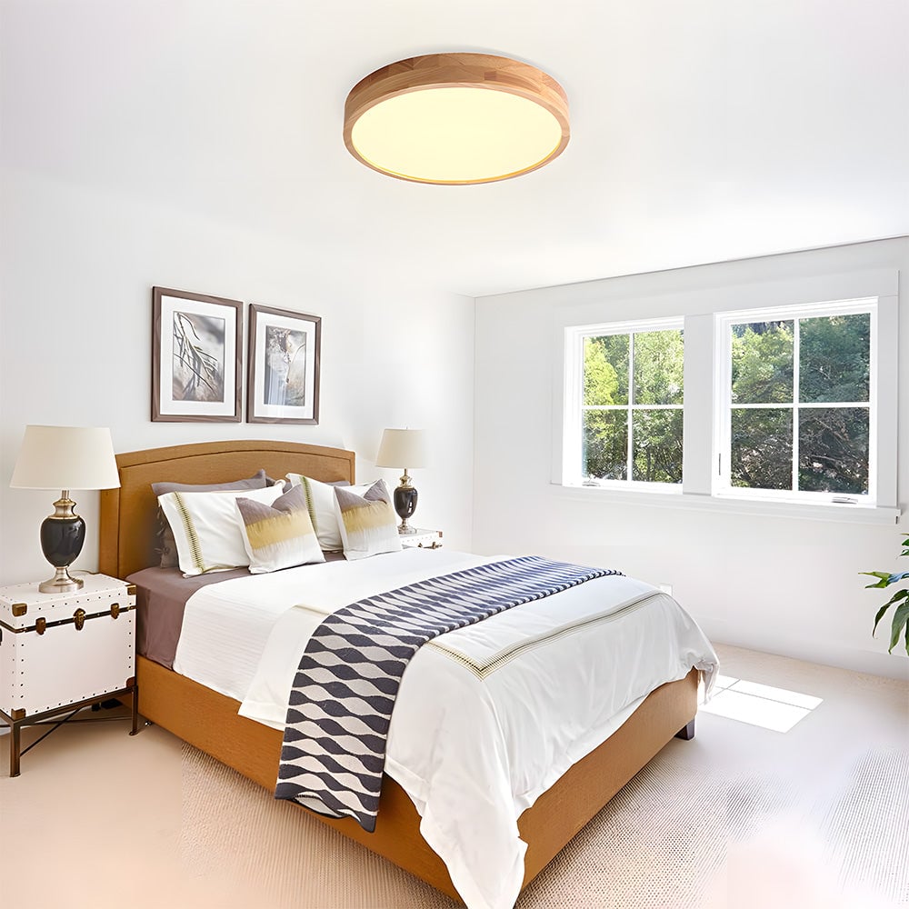 超薄型木製LEDフラッシュマウントシーリングランプ