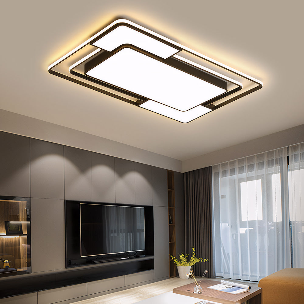 モダンでシンプルなスクエア型LEDフラッシュマウントシーリングライト