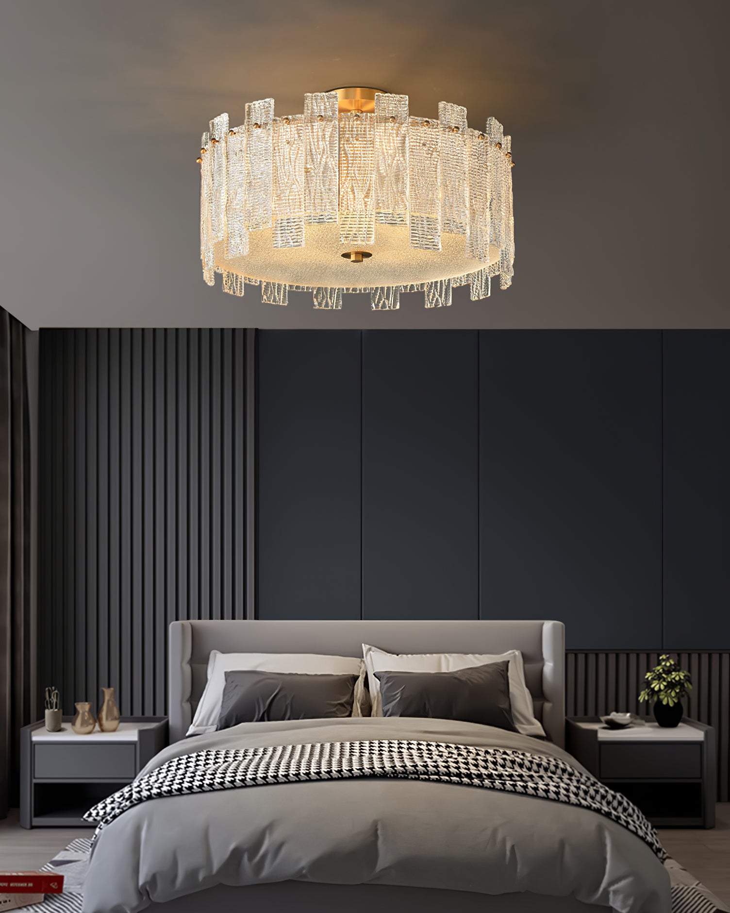 散乱ガラスの天井ランプ