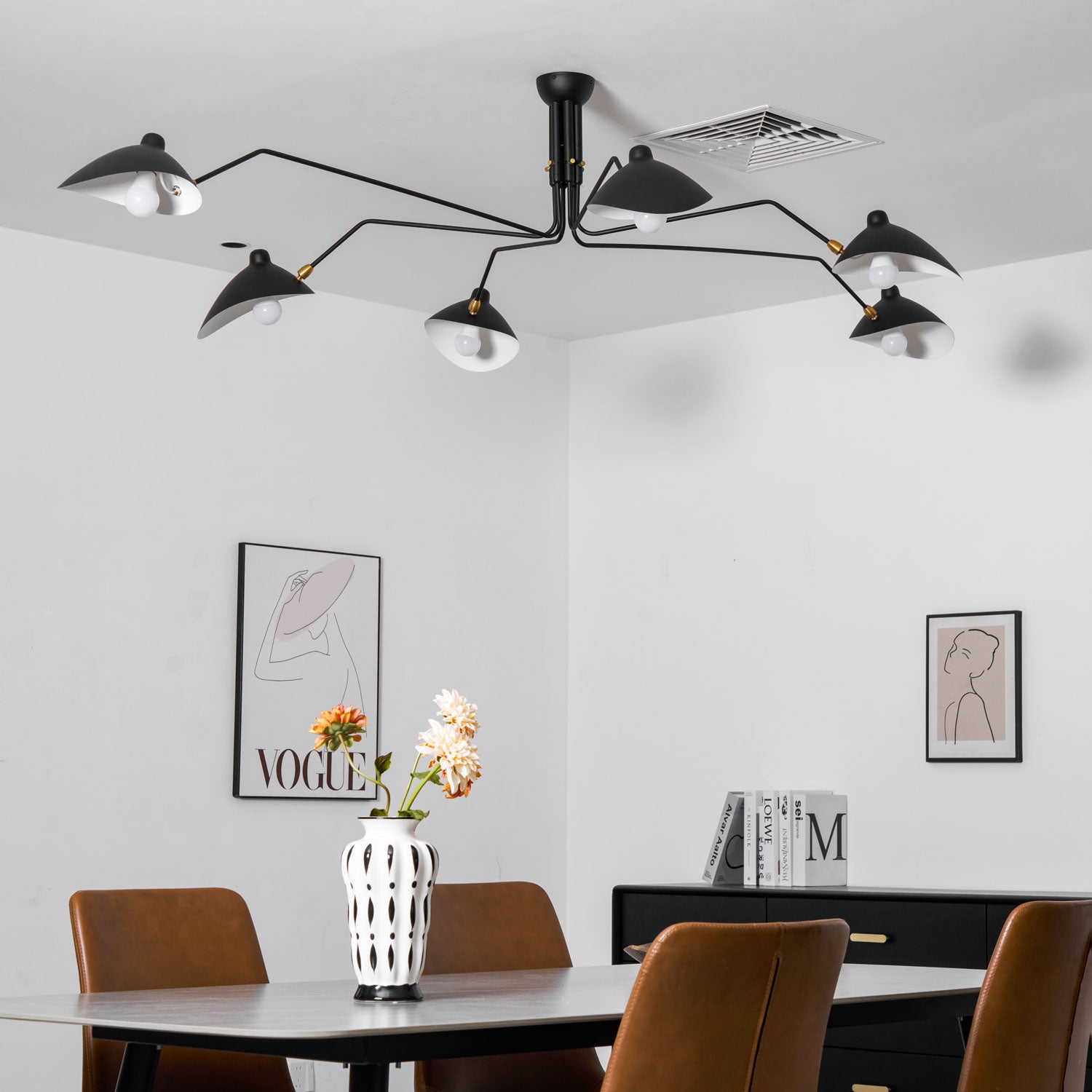 Horizontal Serge Mouille Ceiling Lamp A