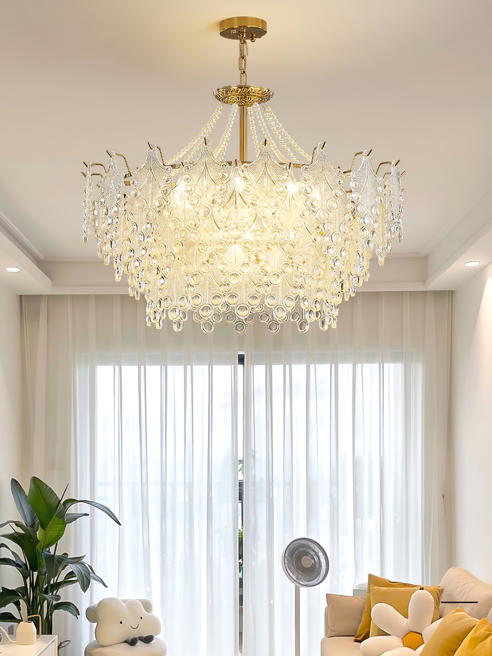 ブロンズ彫刻ガラスシャンデリア