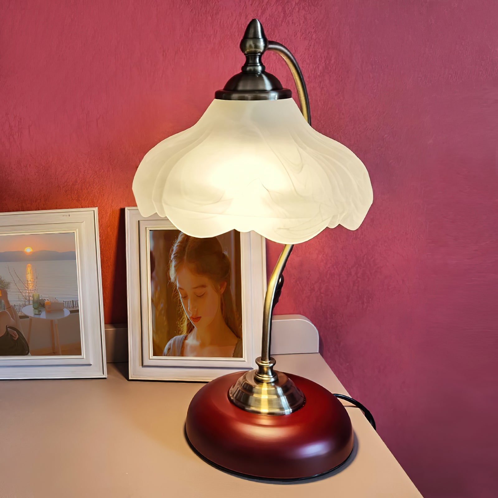 レトロフラワーテーブルランプ