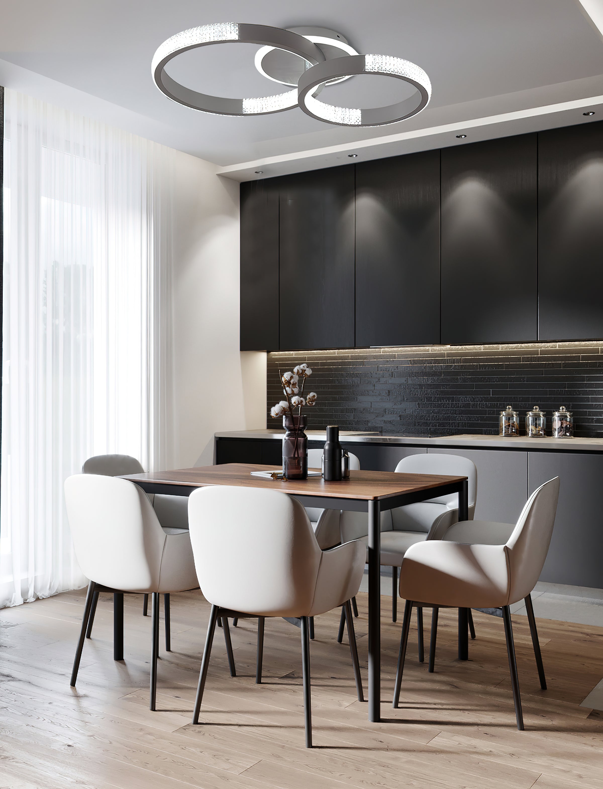 モダンなダブルリング天井ランプ