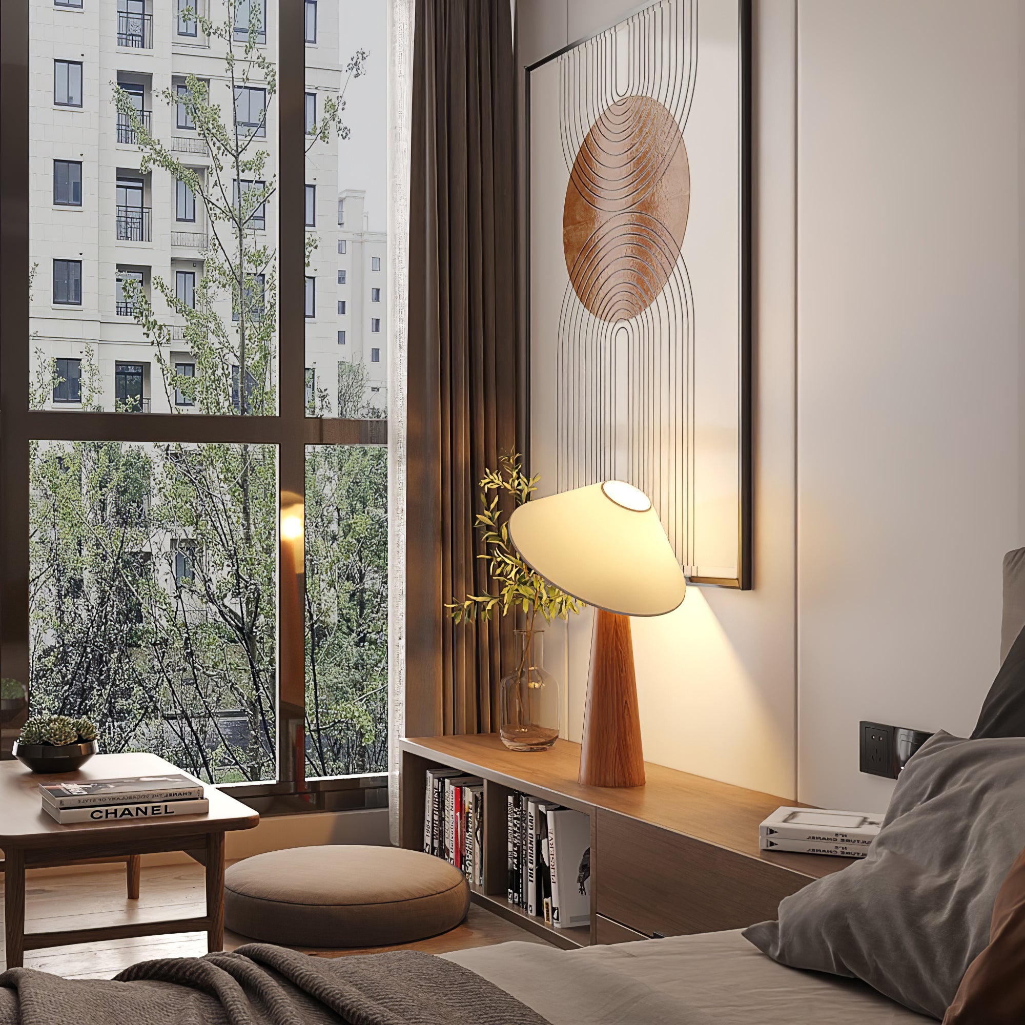 ティルトハット木製テーブルランプ