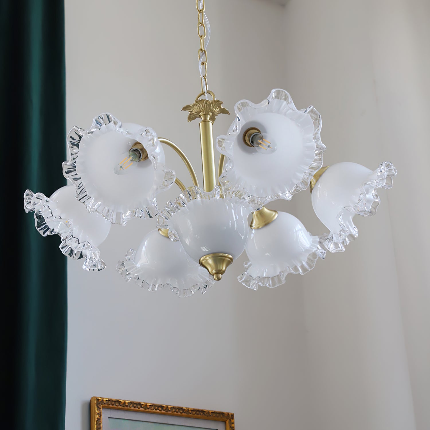 花柄ガラスシャンデリア