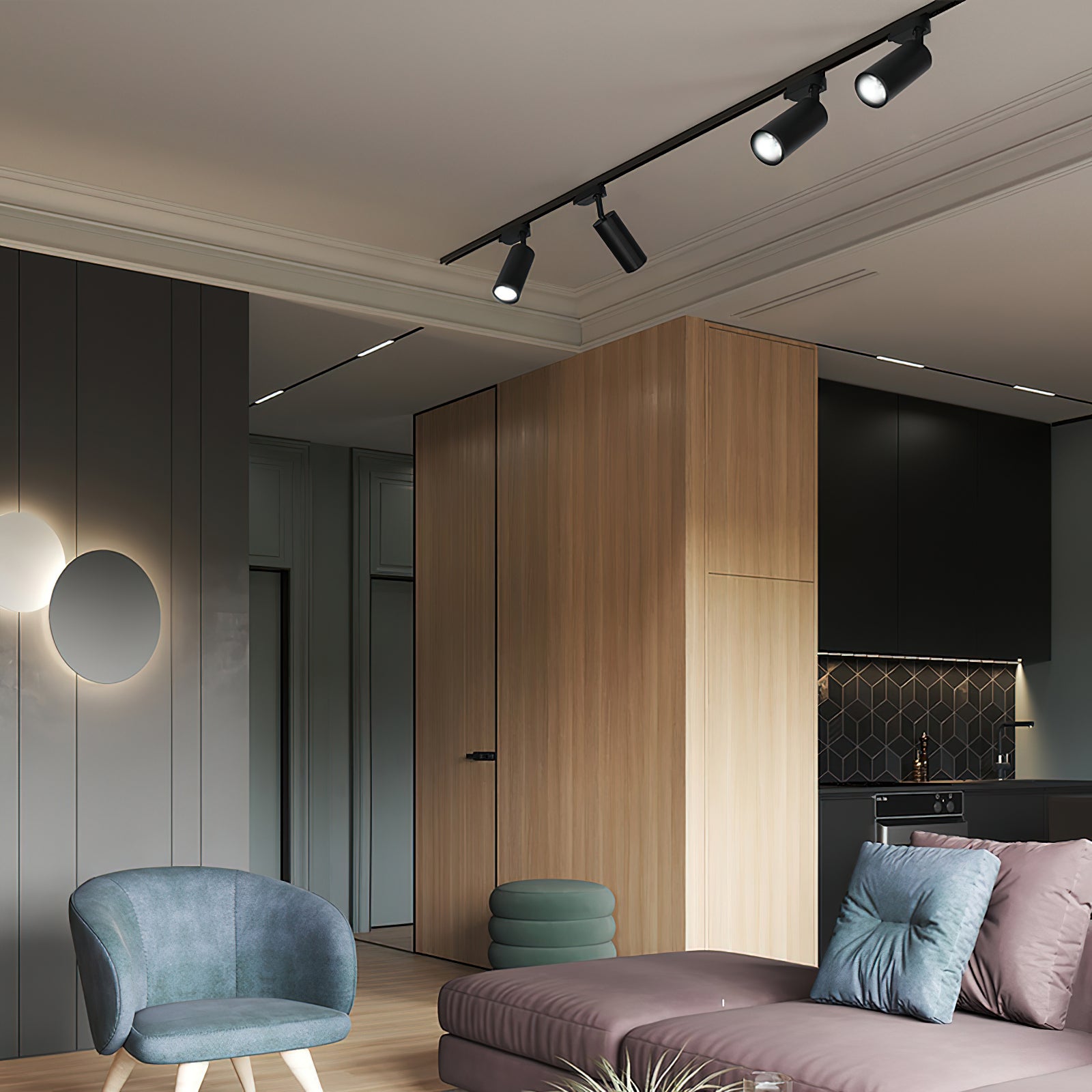 金色のレールトラックライト