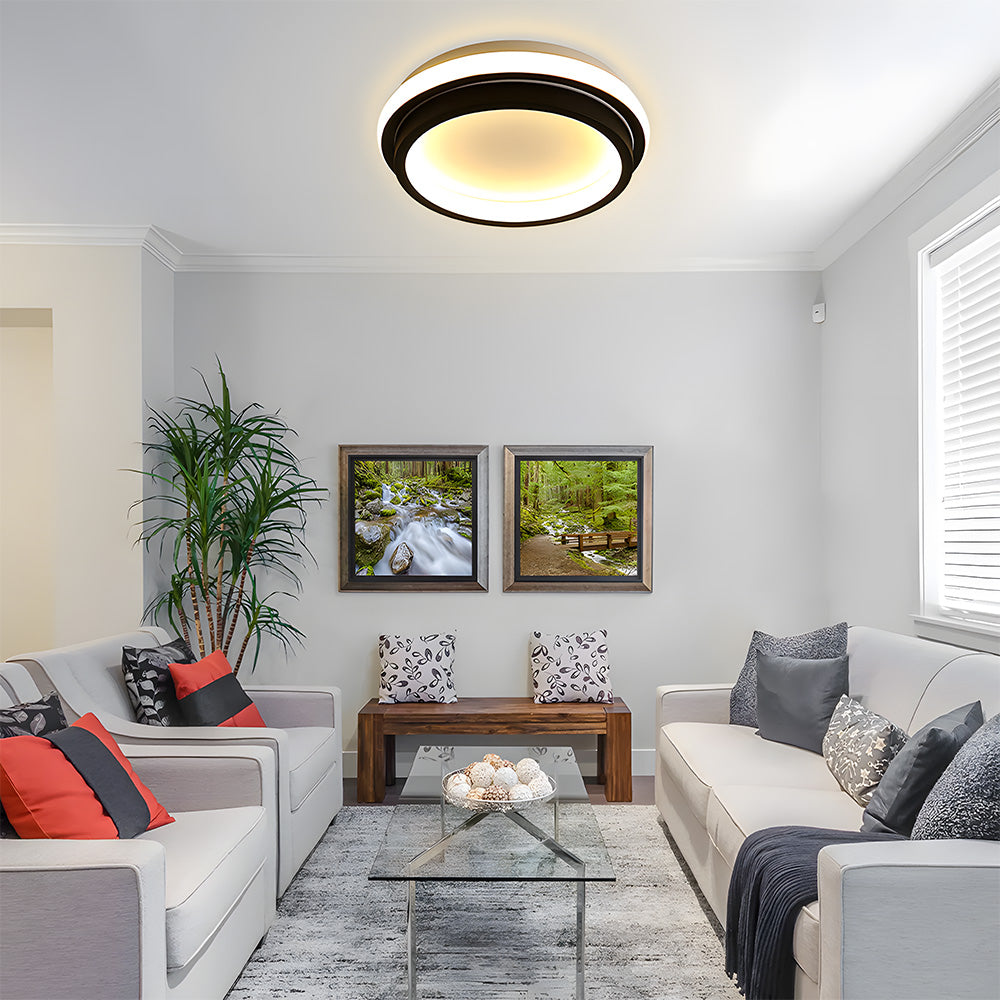 寝室に最適なスタイリッシュなデザインのブラックフラッシュマウントシーリングライト