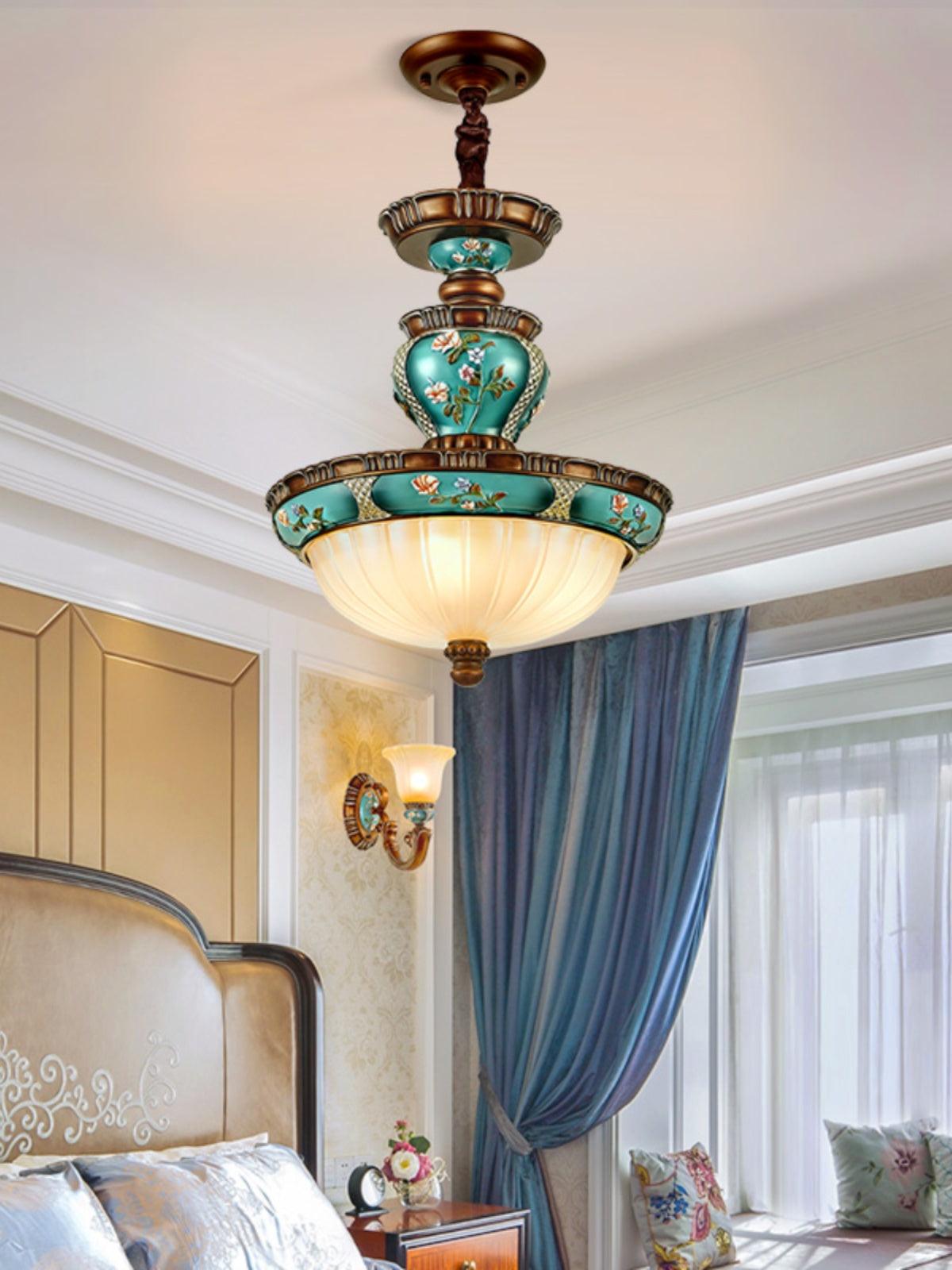 レトロな花柄樹脂埋め込み型シーリングライト