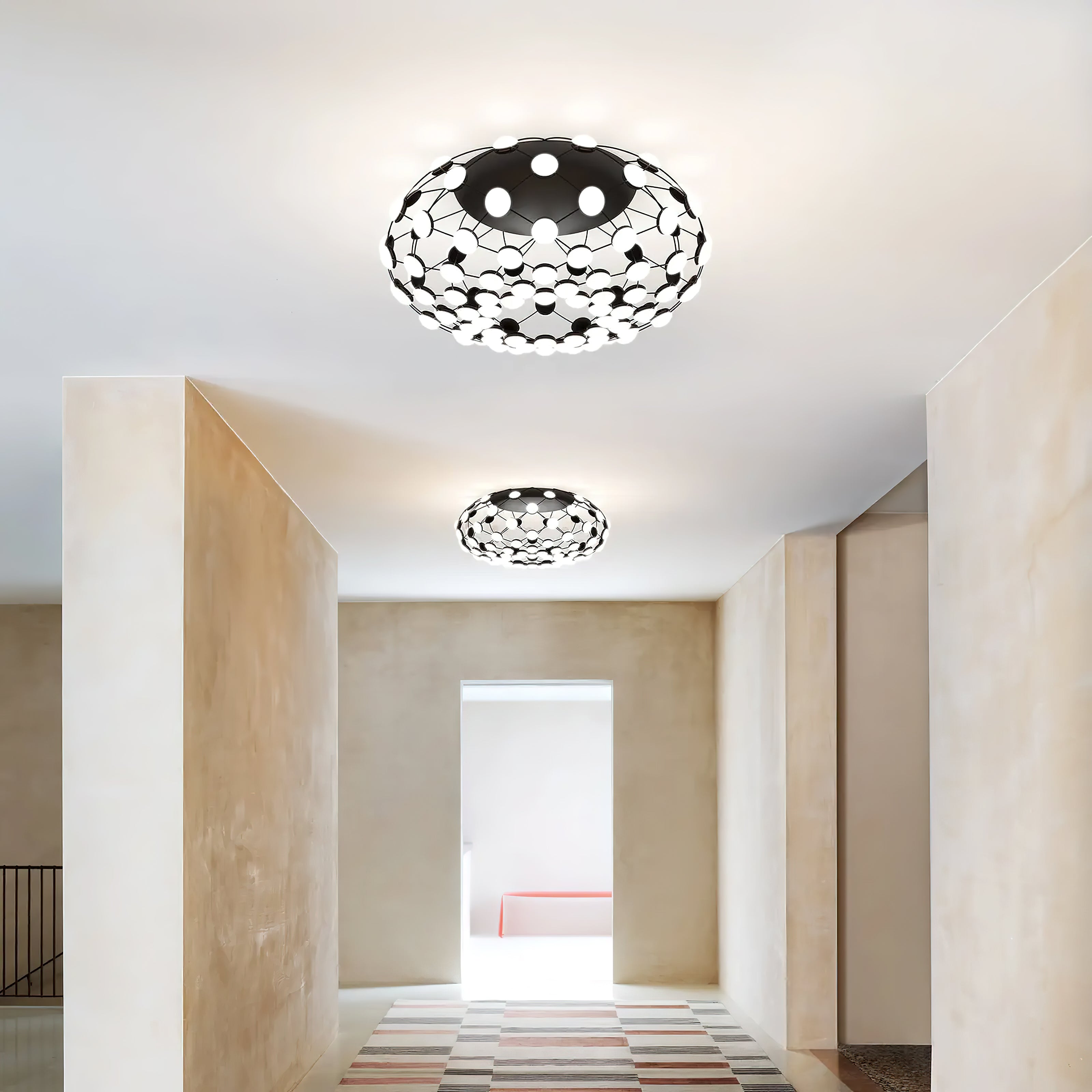 黒と白のメッシュ天井ランプ