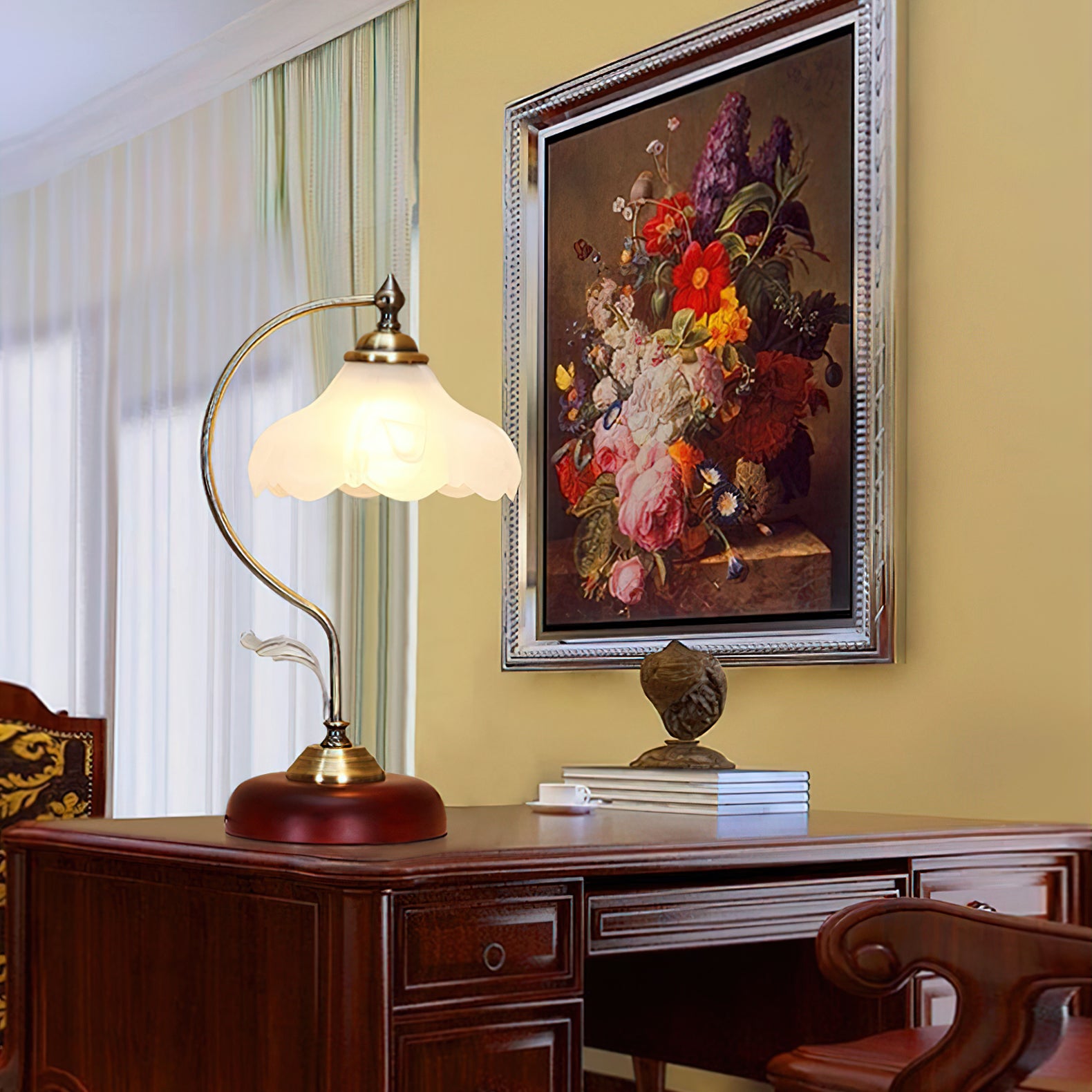 レトロフラワーテーブルランプ