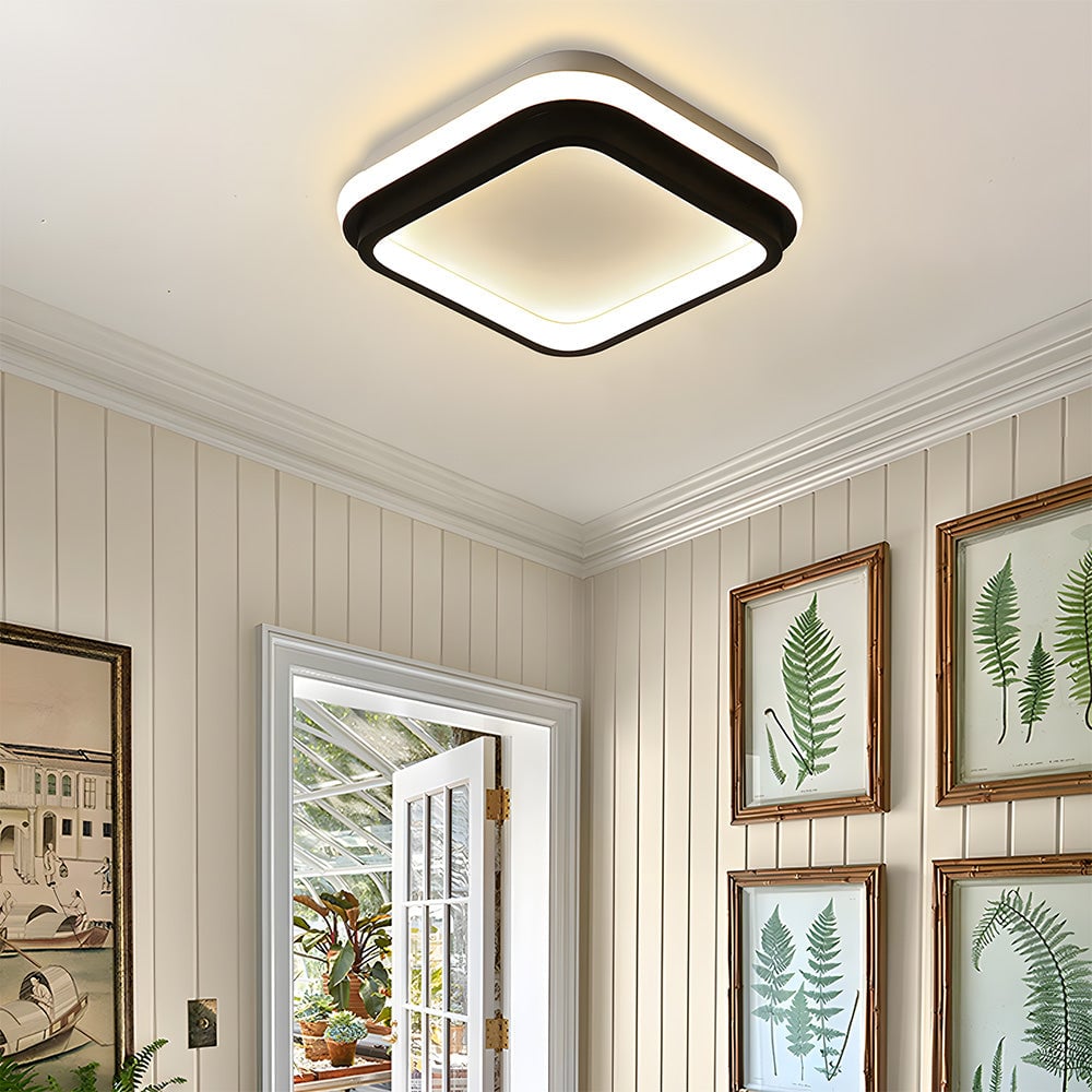 寝室に最適なスタイリッシュなデザインのブラックフラッシュマウントシーリングライト