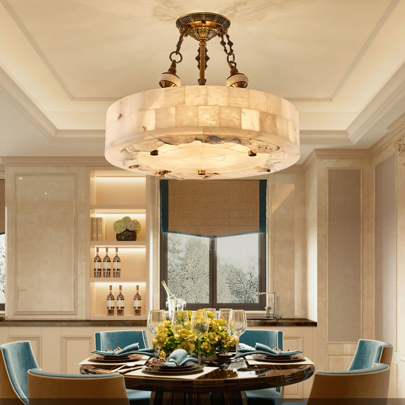 溝付きアラバスター天井ランプ