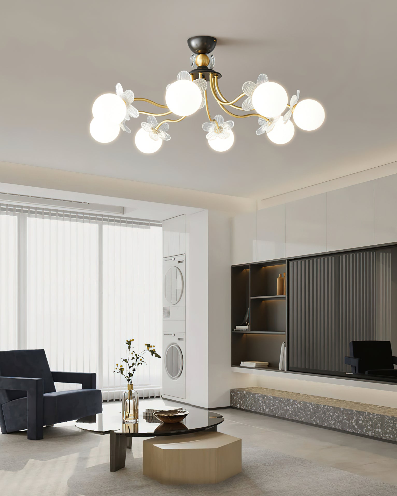 ブロッサムフラワーガラスシャンデリア