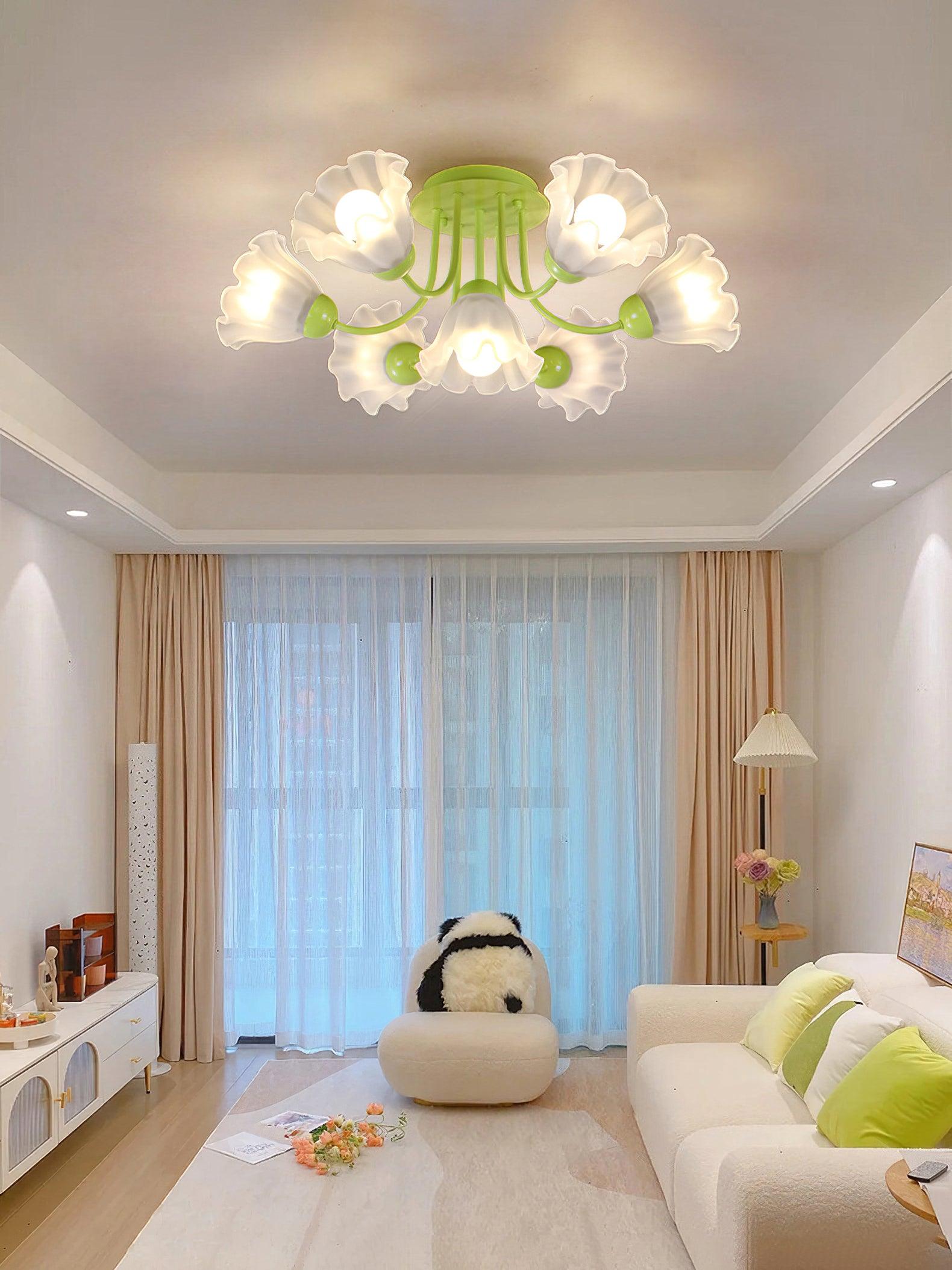 花の彫刻のシーリングランプ