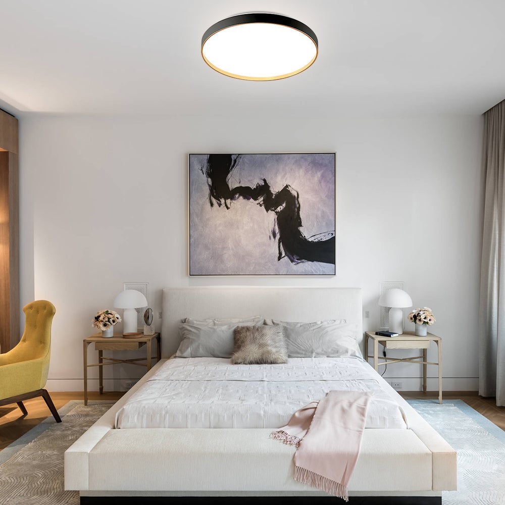 リビングルーム用ブラックラウンドフラッシュシーリングライト