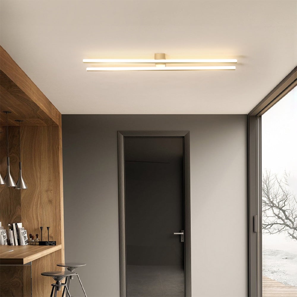 インダストリアルミニマリストアイアンリビングルームダブルリニアLEDシーリングライト