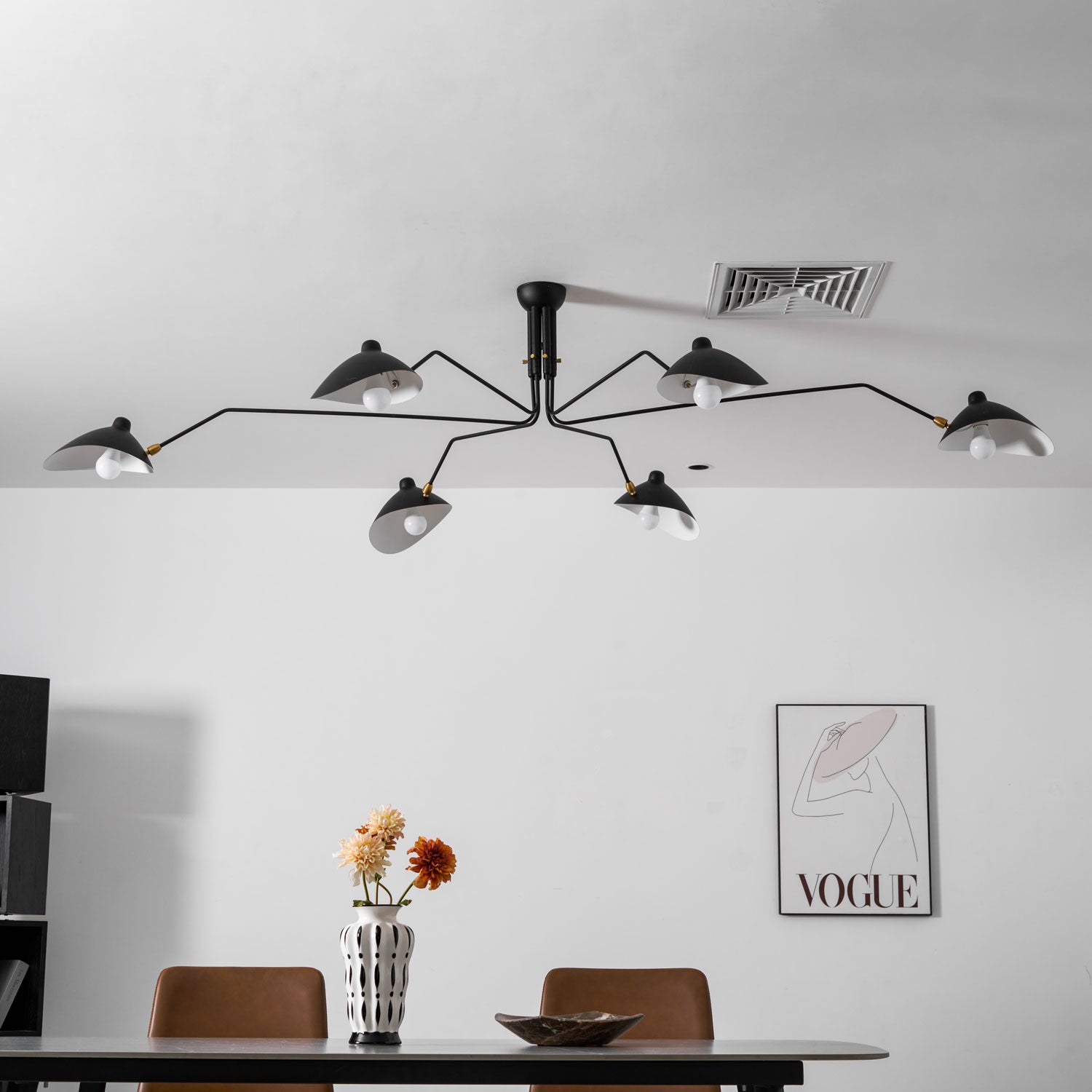 Horizontal Serge Mouille Ceiling Lamp A