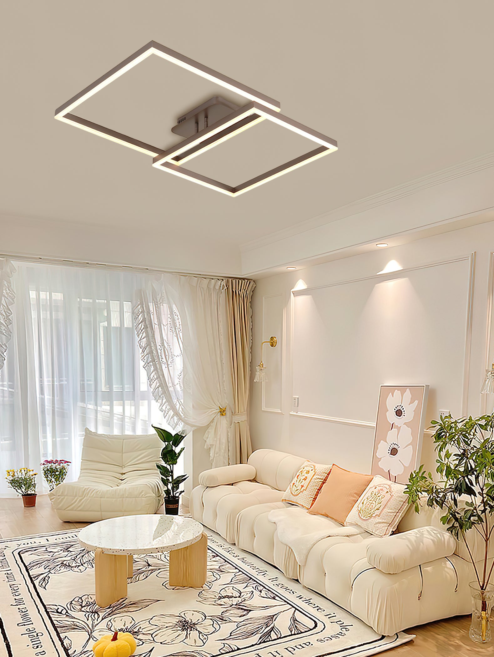 シンプルな幾何学模様の天井ランプ