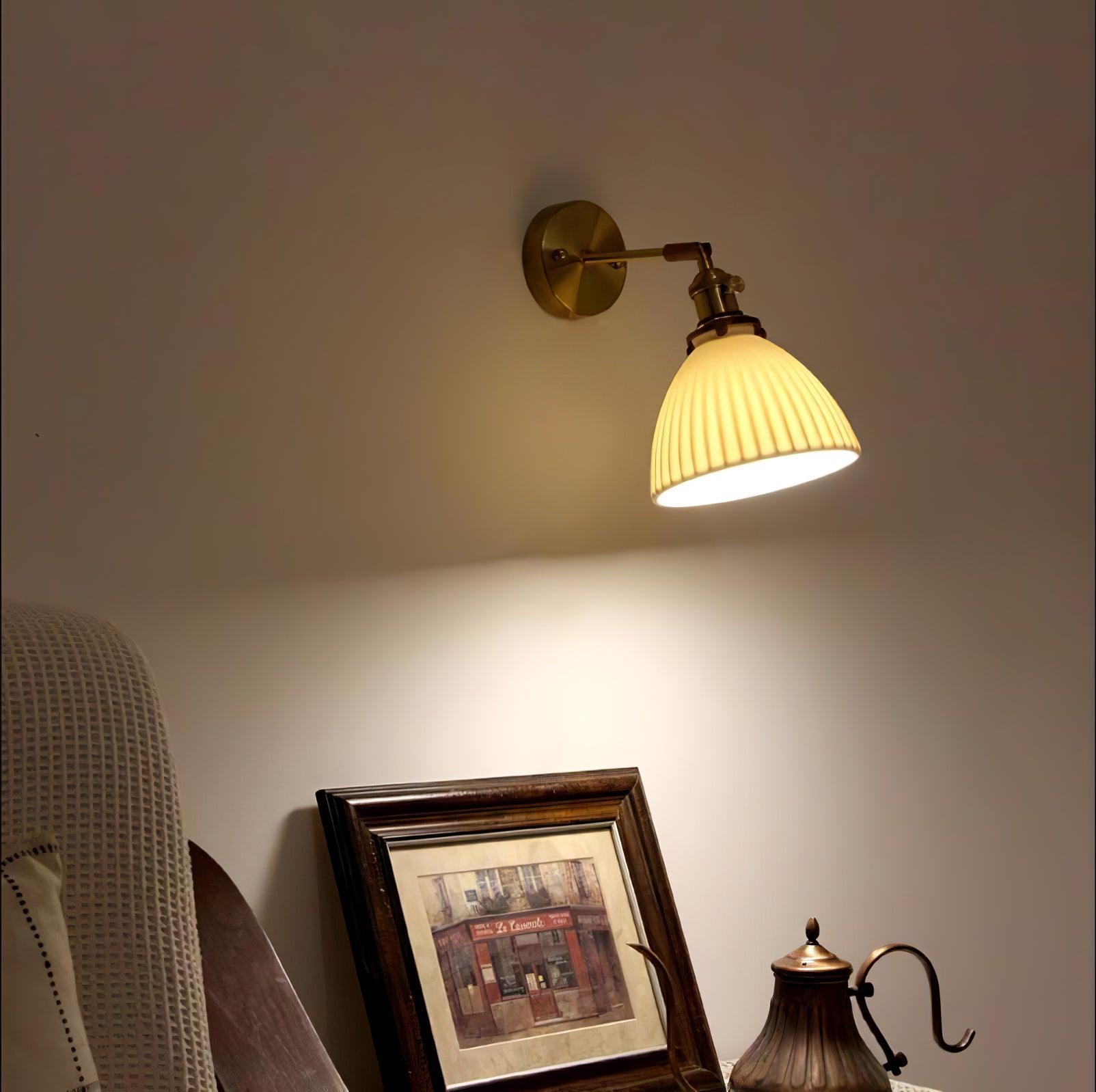 真鍮プリーツセラミックウォールランプ