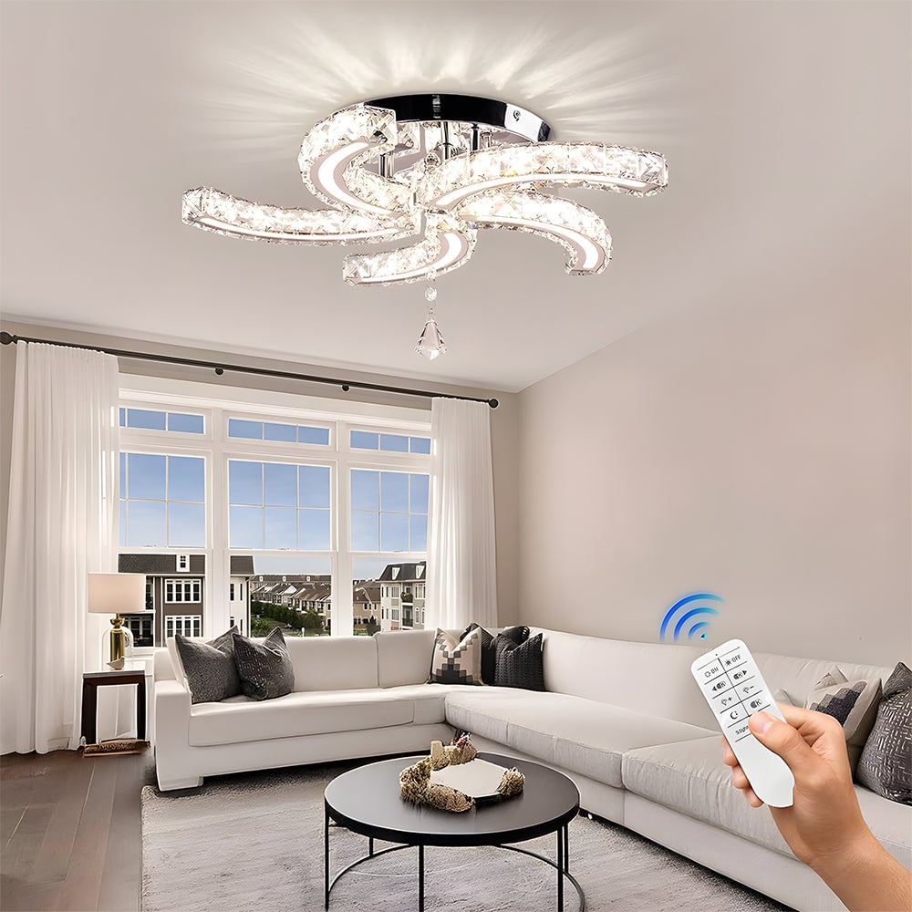 Crystal LED Ceiling Light 5 Arms Flush Mount Ceiling Light