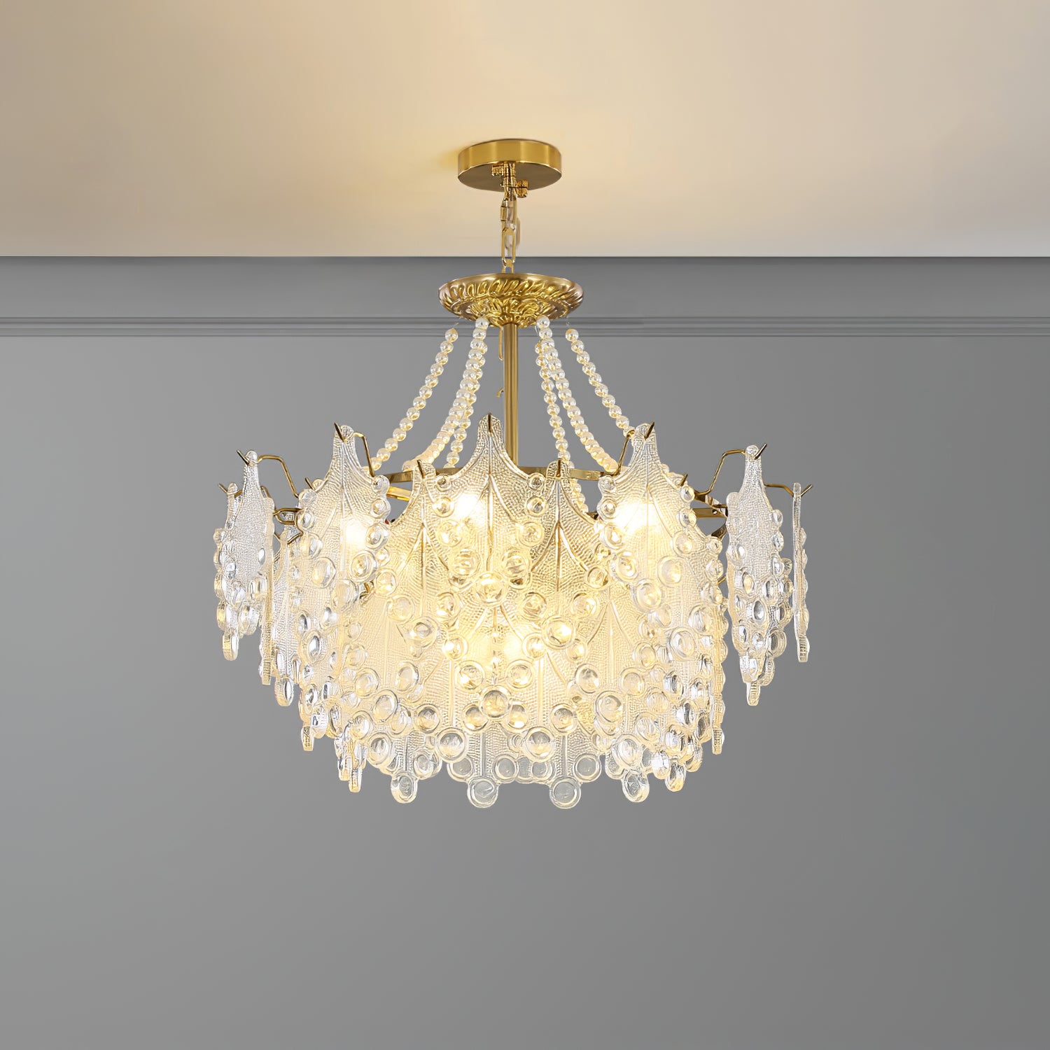 ブロンズ彫刻ガラスシャンデリア