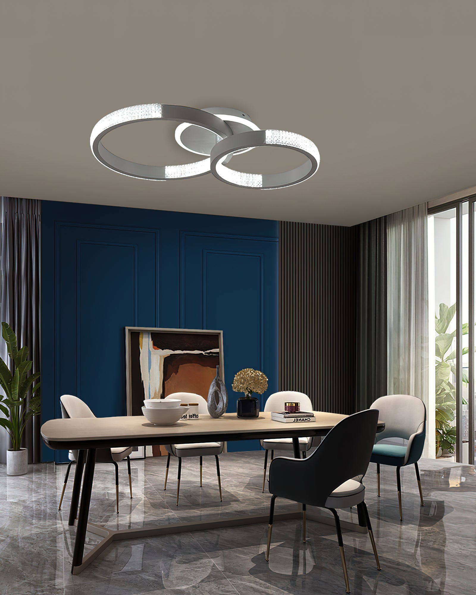 モダンなダブルリング天井ランプ