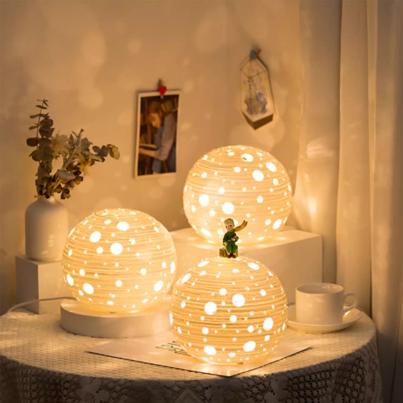 プラネットホワイト寝室用セラミックテーブルランプ