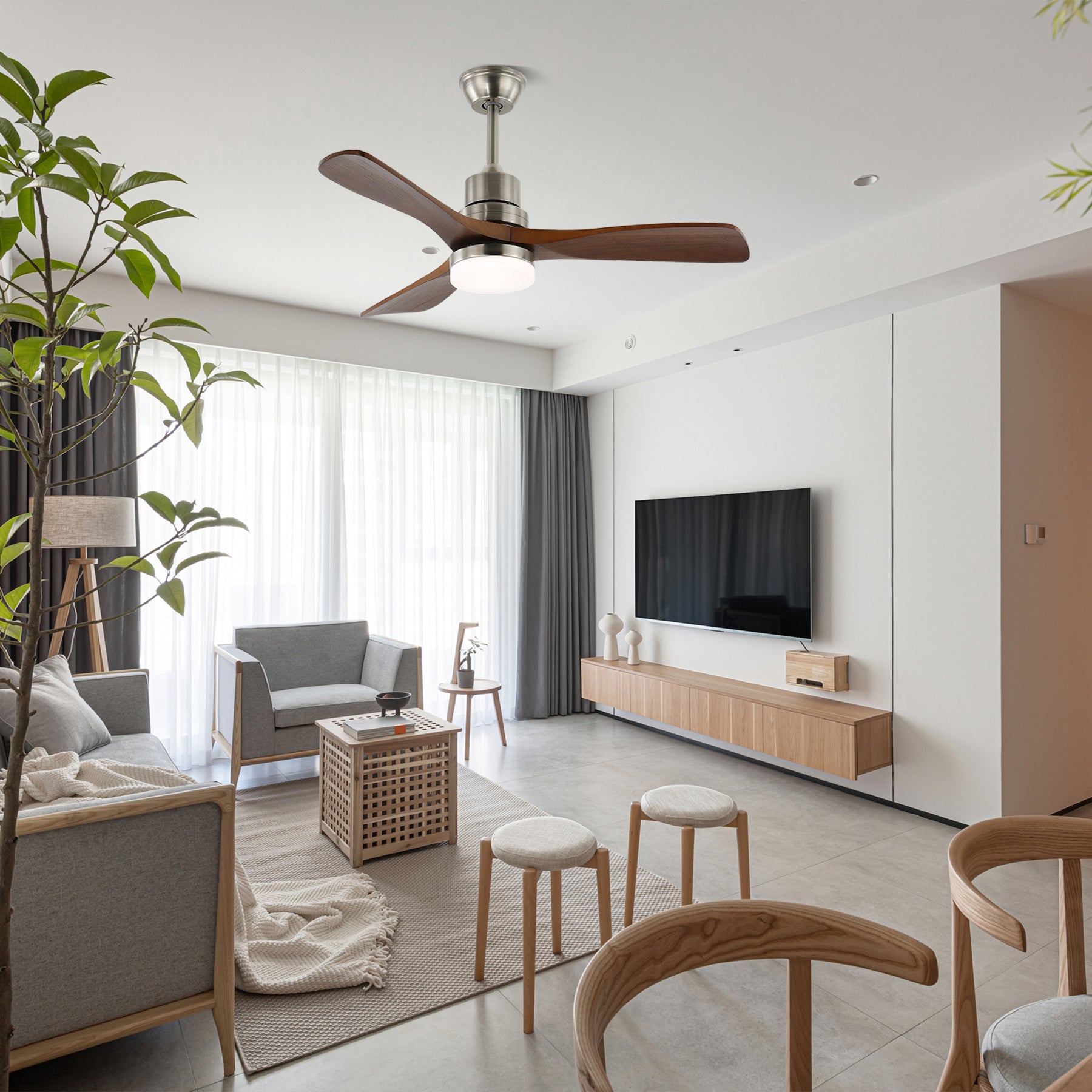 Breeze Master 木製 48 インチ/52 インチ シーリングファン ライト