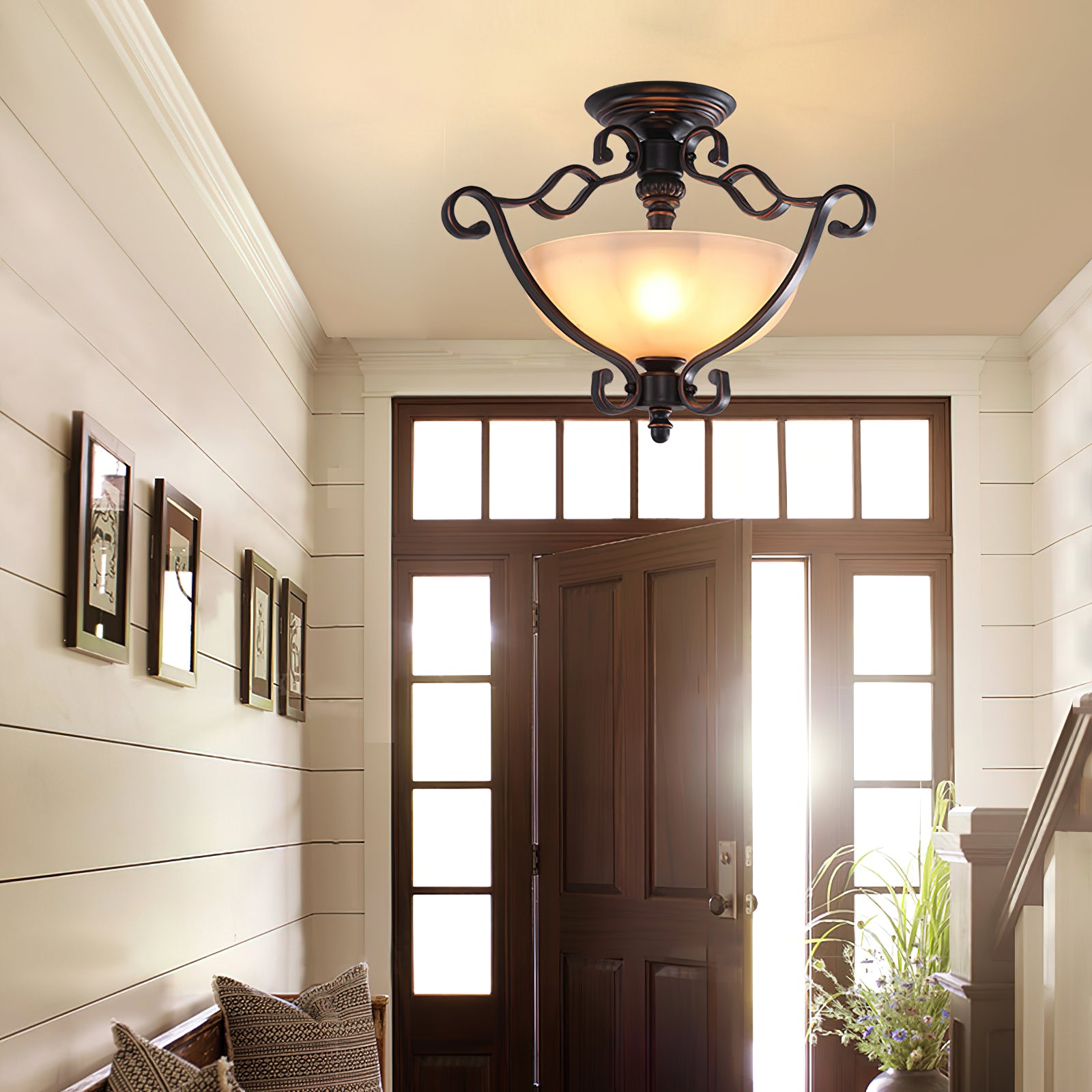 レトロポーチアイアンシーリングランプ