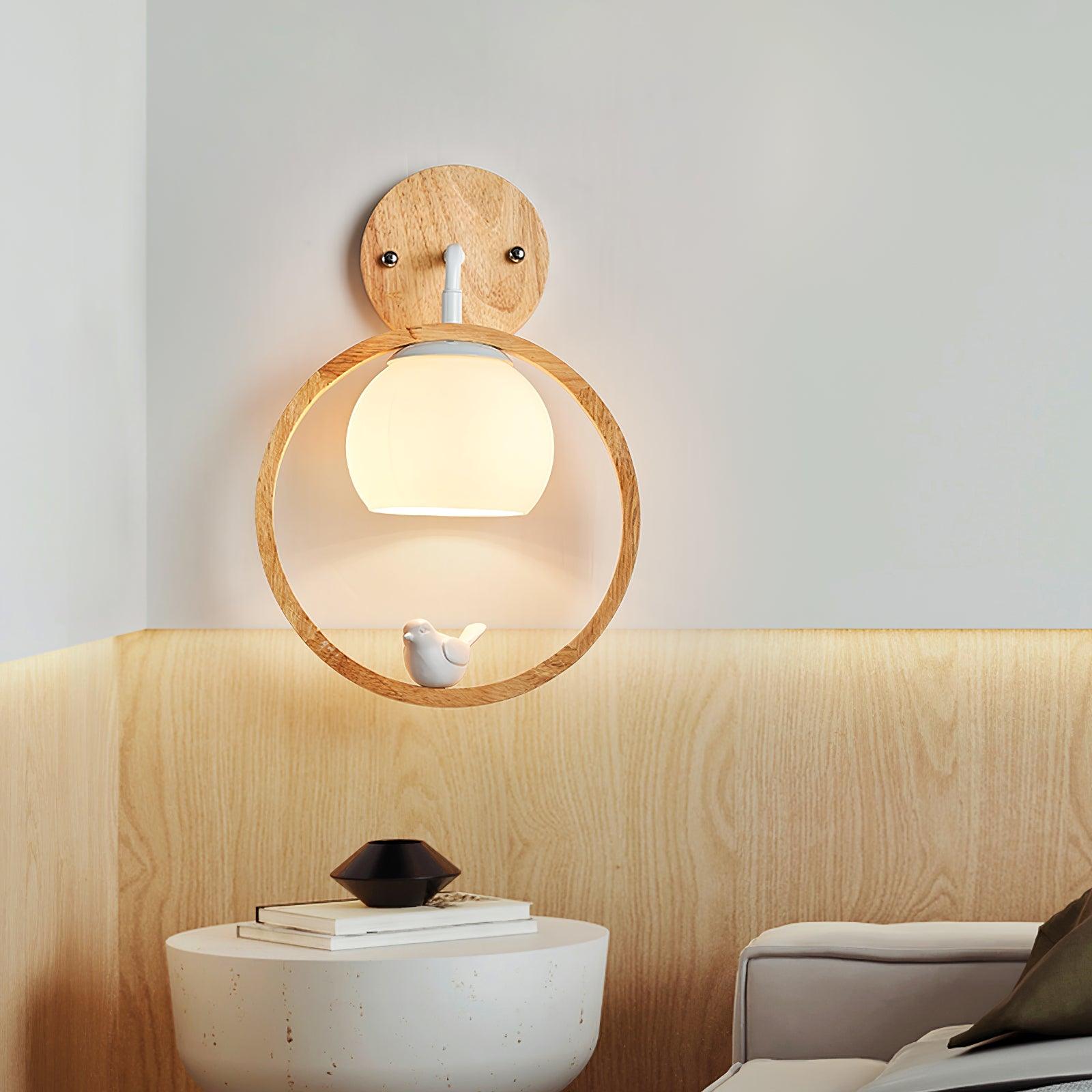 Wood Bird Wall Lamp
