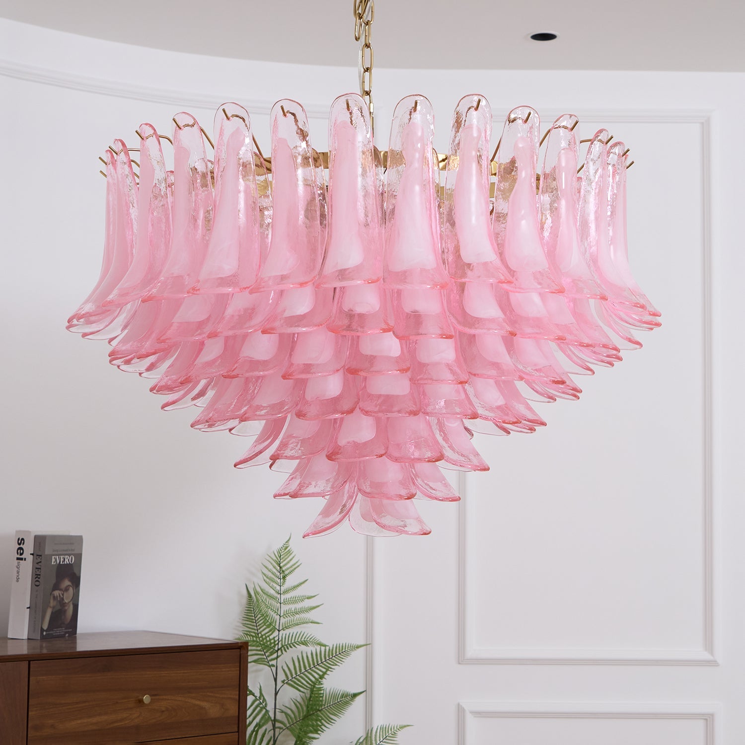 Addis Pink Glass Chandelier