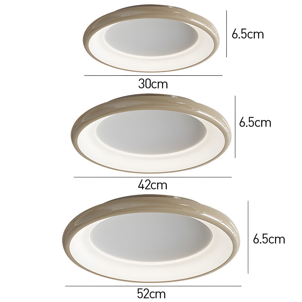 ミニマルなクリーム色の丸型LEDリビングルーム用シーリングライト