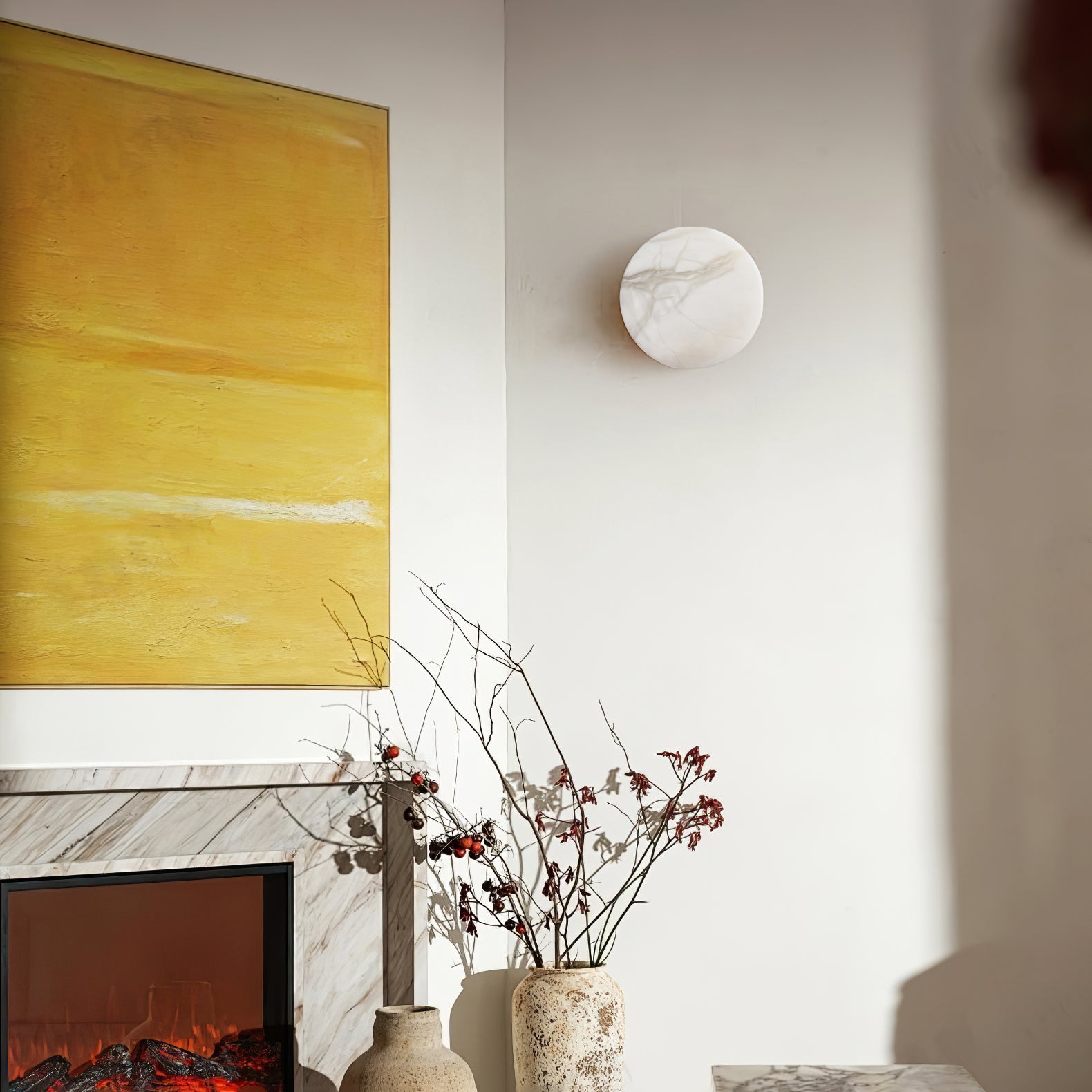 円筒形アラバスターウォールライト