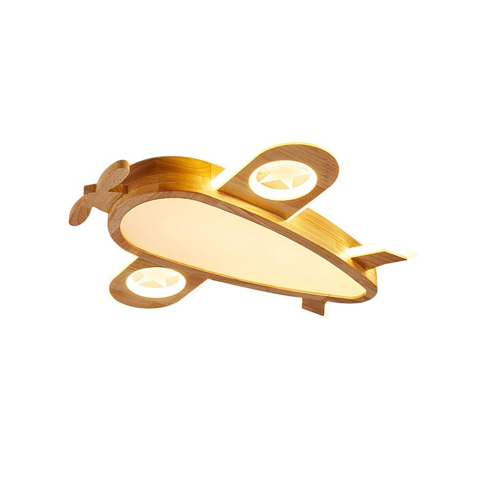木製飛行機型シーリングランプ