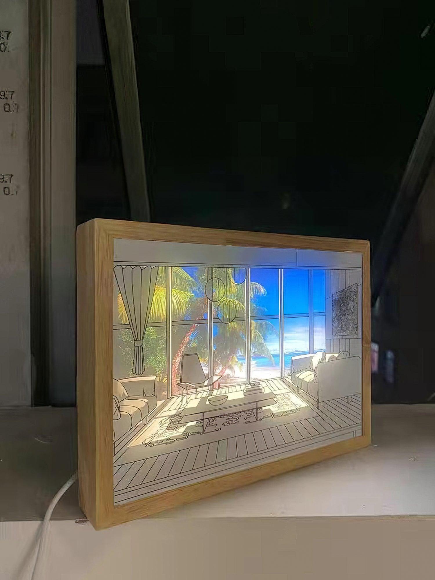 照明付きベッドサイドアートランプ