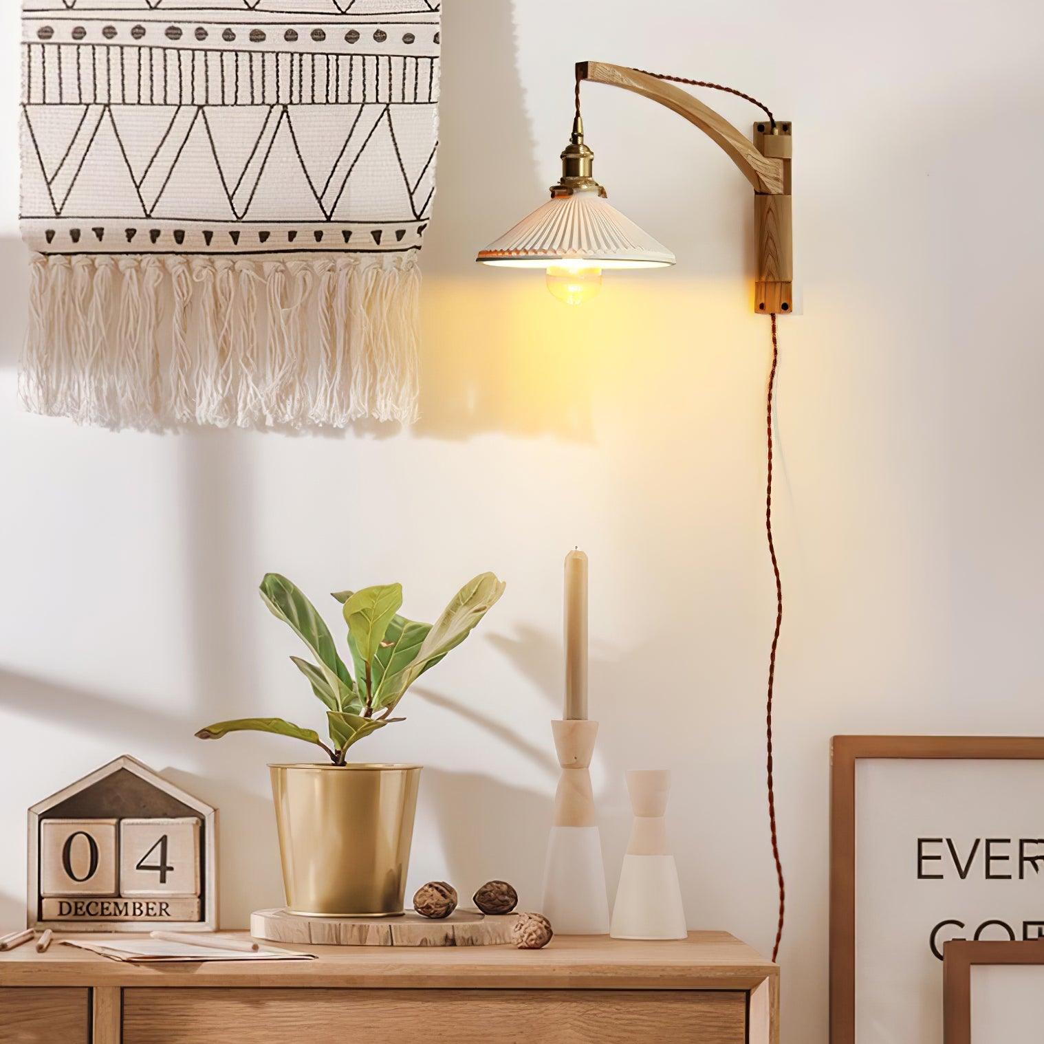 ウォールナット スイングアーム ウォールランプ