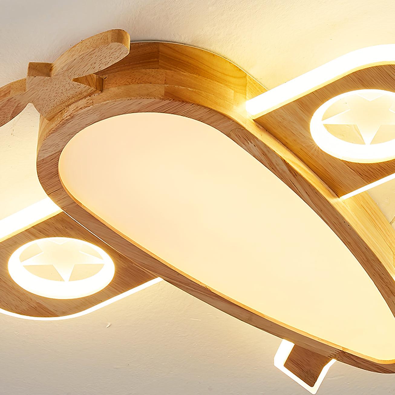Wood Airplane Ceiling Lamp