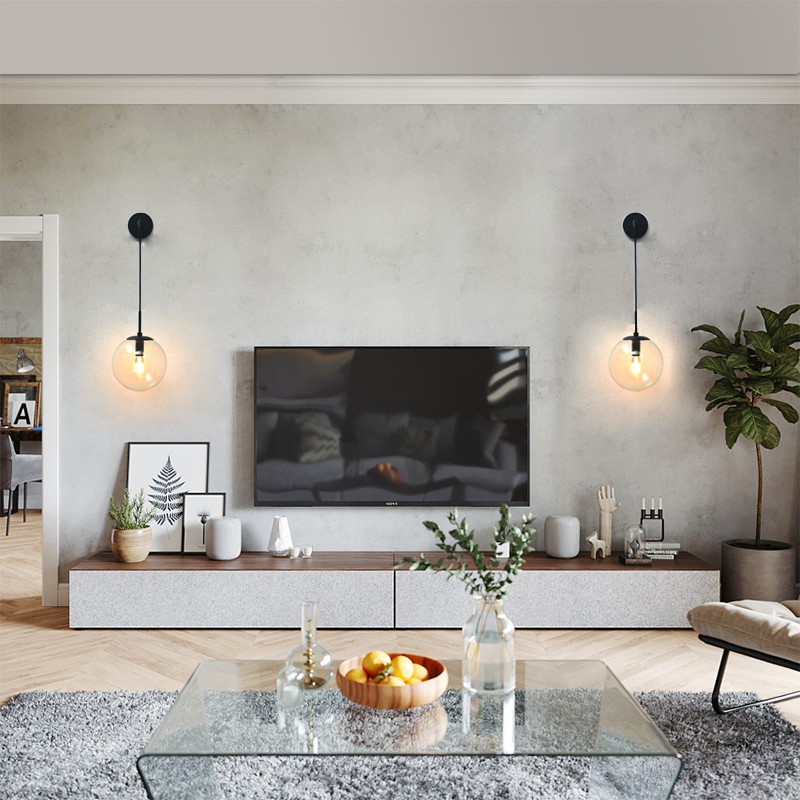 北欧ガラスボールウォールライト