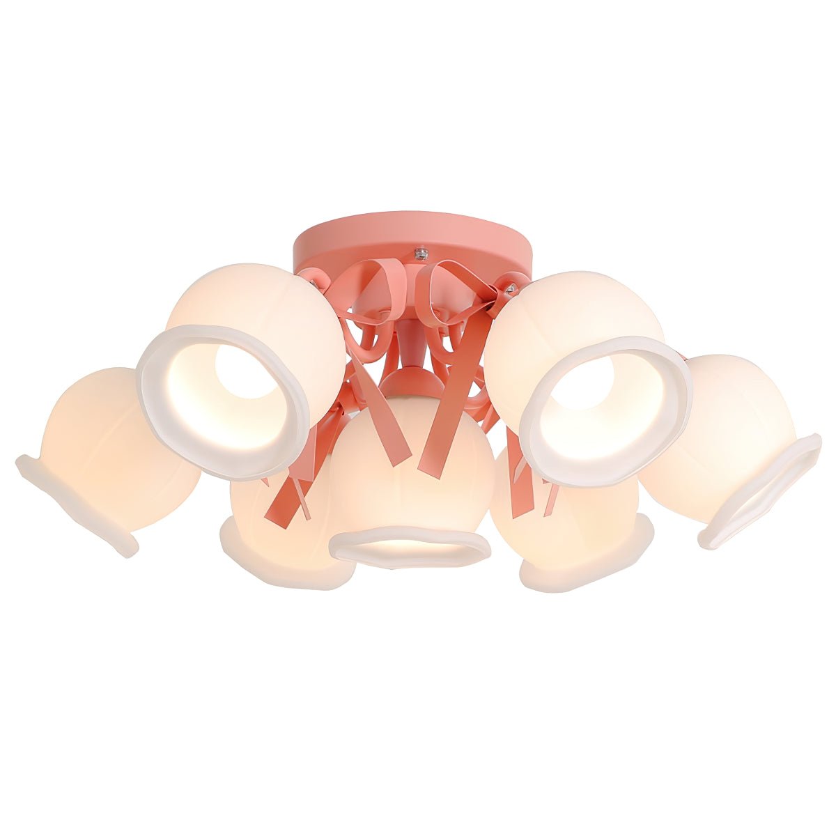 クリームガラスバッドシーリングランプ