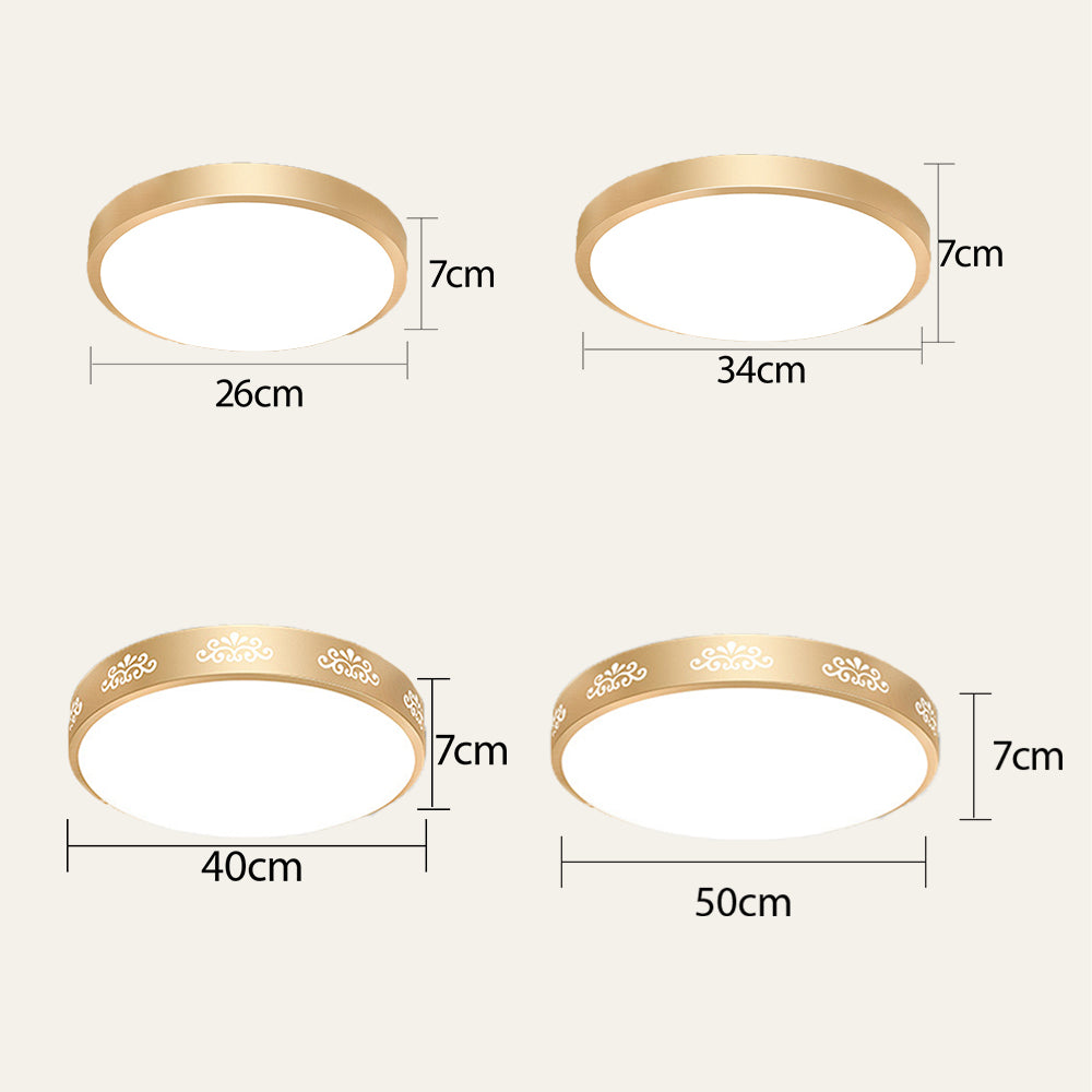 リビングルーム用ゴールドミニマリストアルミラウンドLEDシーリングライト