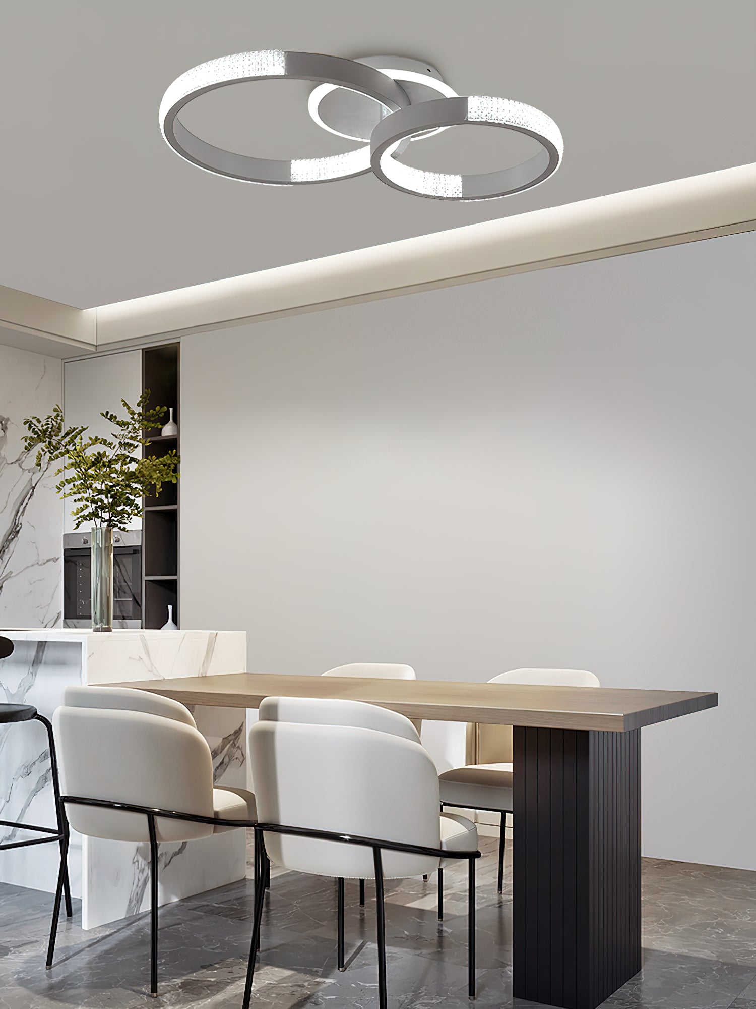 モダンなダブルリング天井ランプ