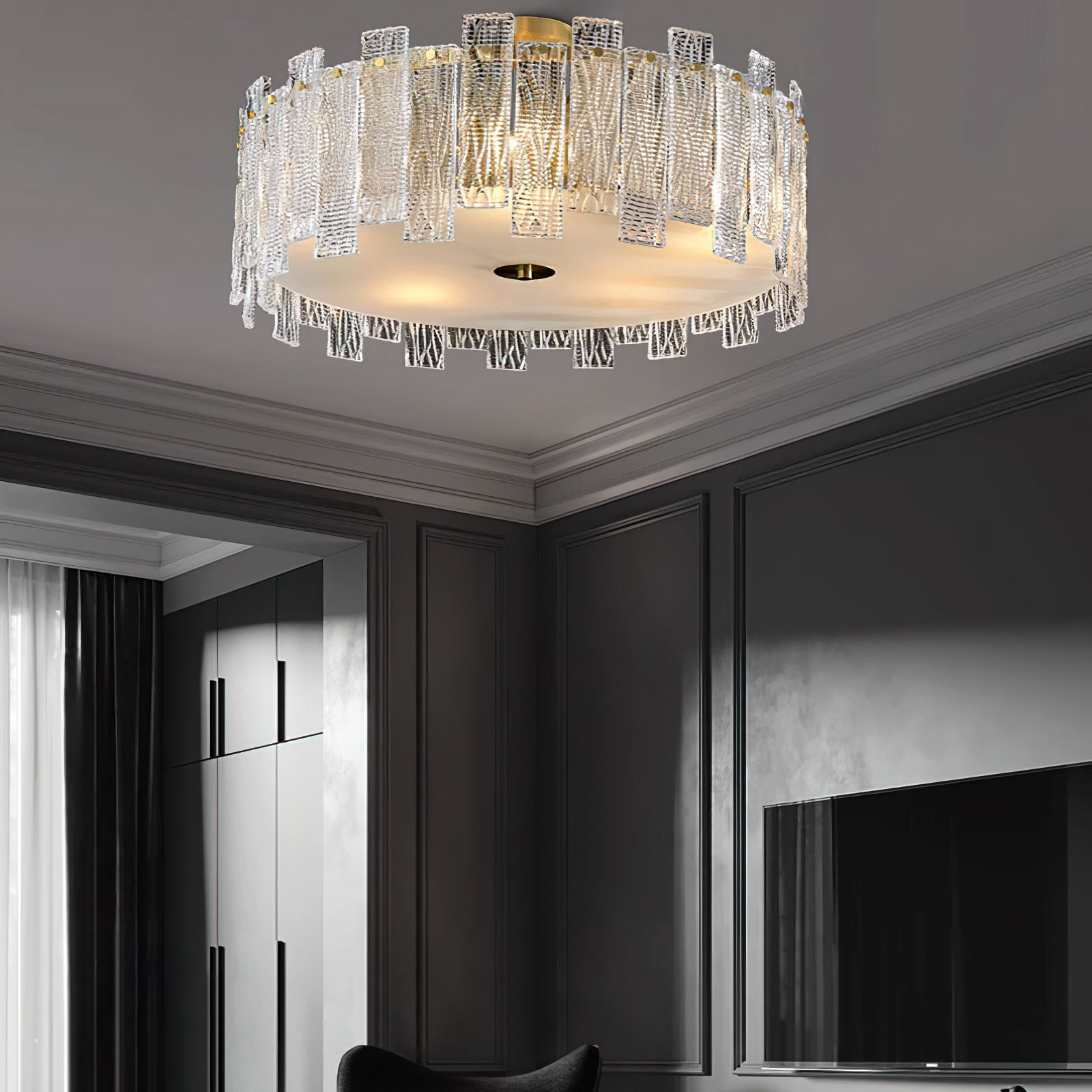 散乱ガラスの天井ランプ