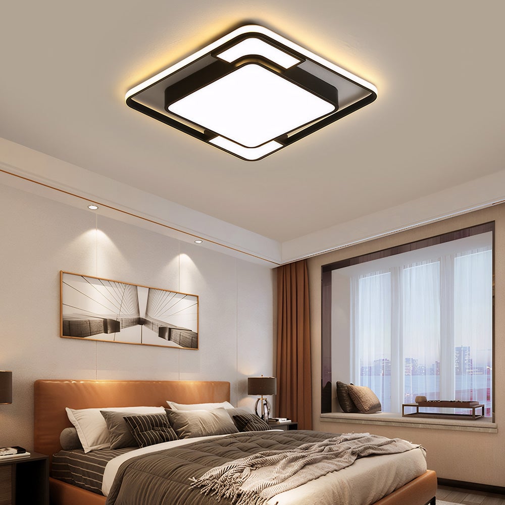 モダンでシンプルなスクエア型LEDフラッシュマウントシーリングライト