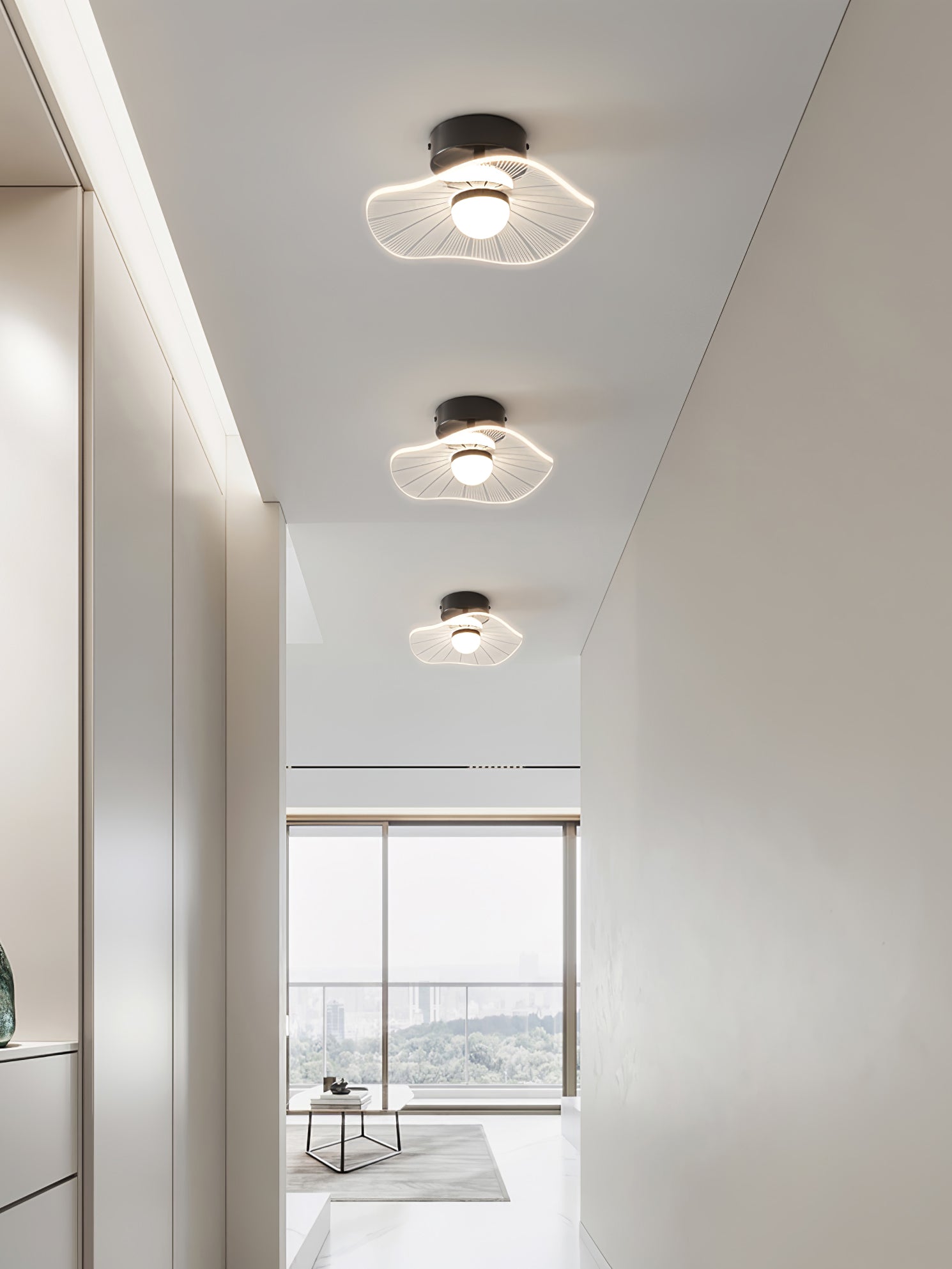 アクリル製蓮の葉の天井照明