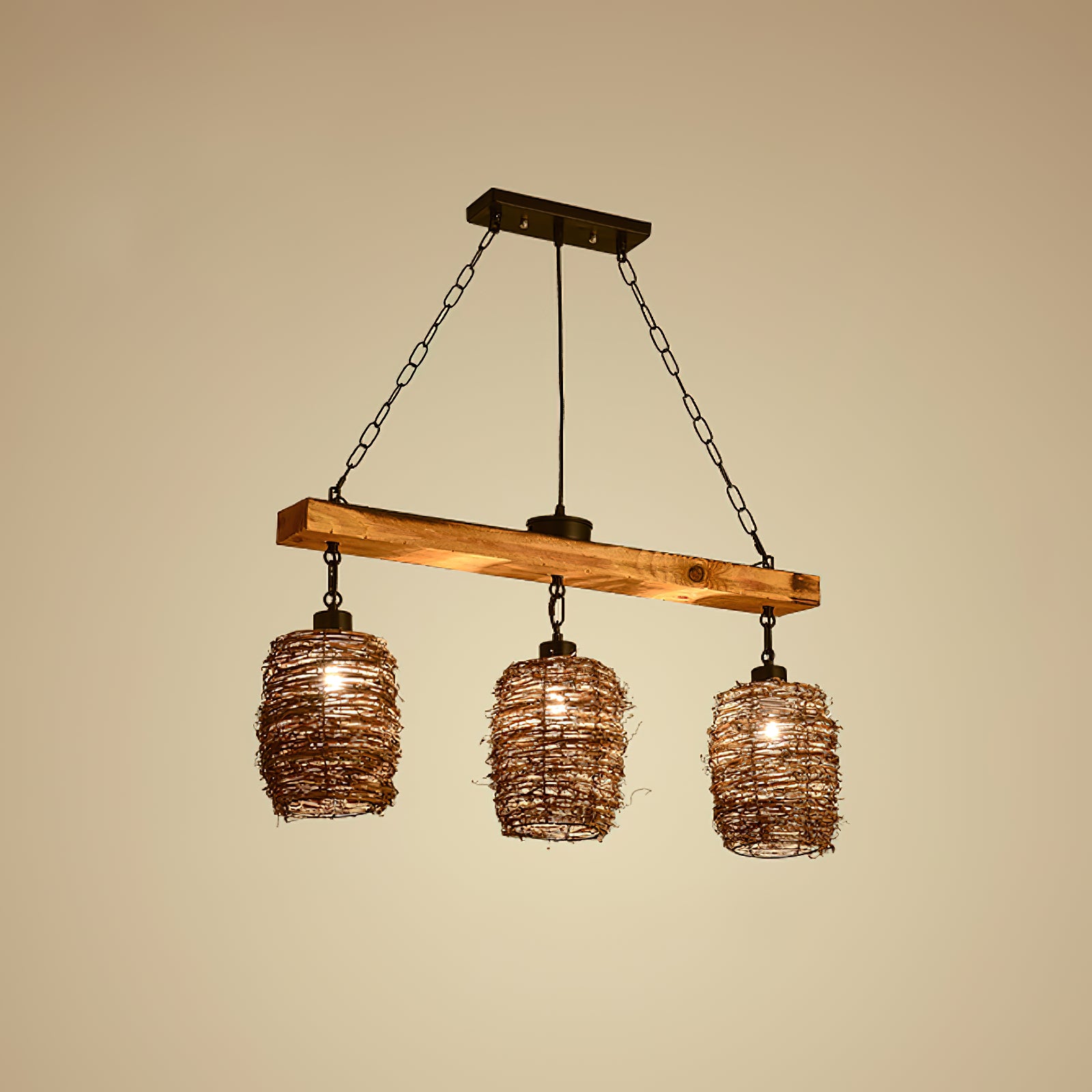 インダストリアルラタンダイニングルームシャンデリア